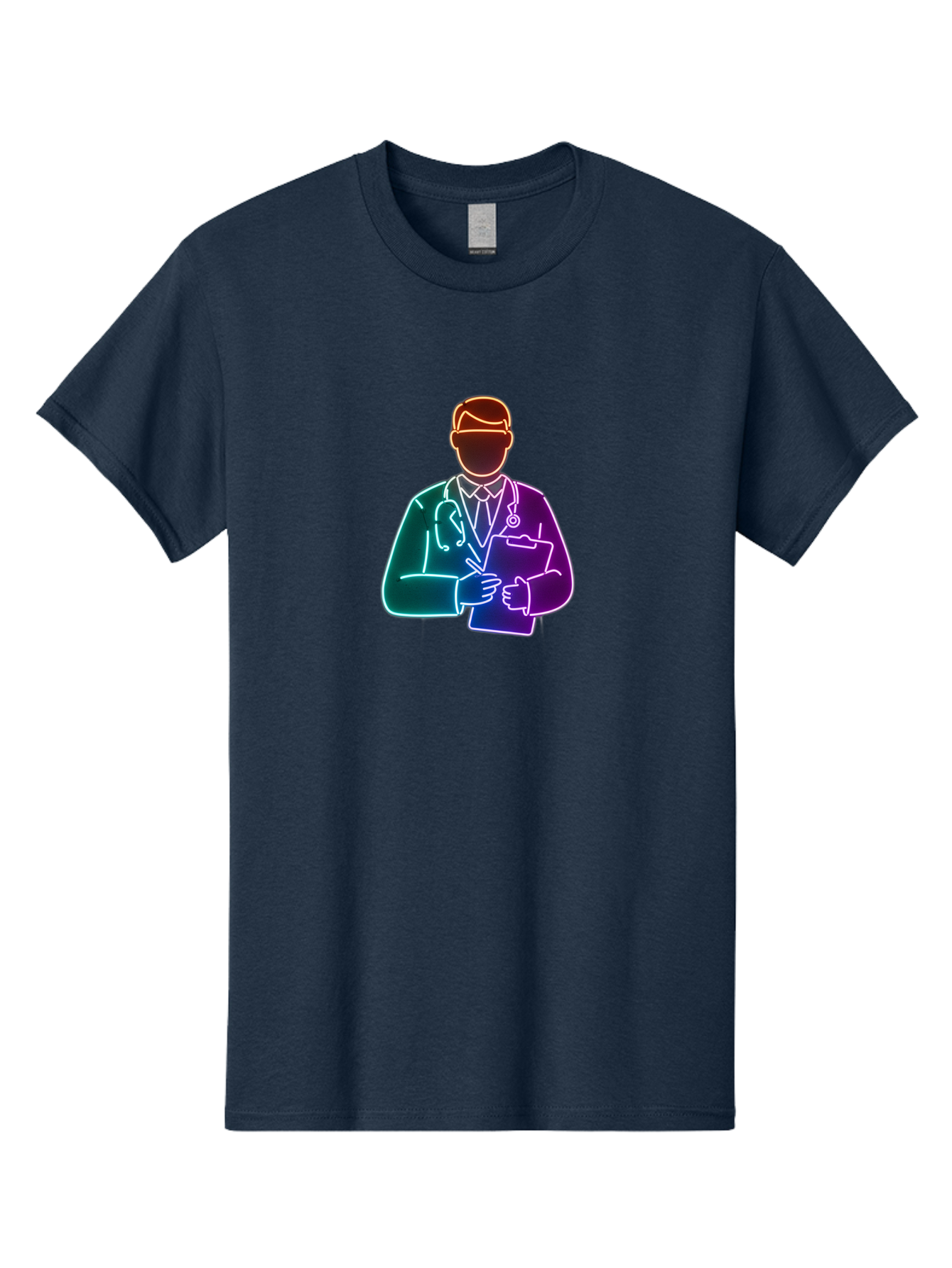 Doctor-Illustration Men'S Graphic Tee, 100% Cotton, Comfortable Casual Summer Wear, Machine Washable, Doctor With Stethoscope, Medical Professional, Healthcare Worker, Clipboard, Medical Notes, Writing, Doctor'S Badge, Medical Attire Baa474