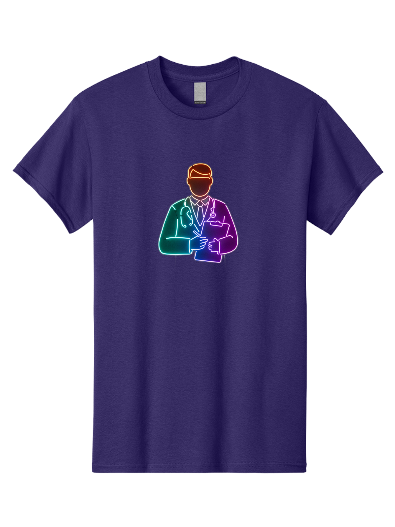 Doctor-Illustration Men'S Graphic Tee, 100% Cotton, Comfortable Casual Summer Wear, Machine Washable, Doctor With Stethoscope, Medical Professional, Healthcare Worker, Clipboard, Medical Notes, Writing, Doctor'S Badge, Medical Attire Baa474