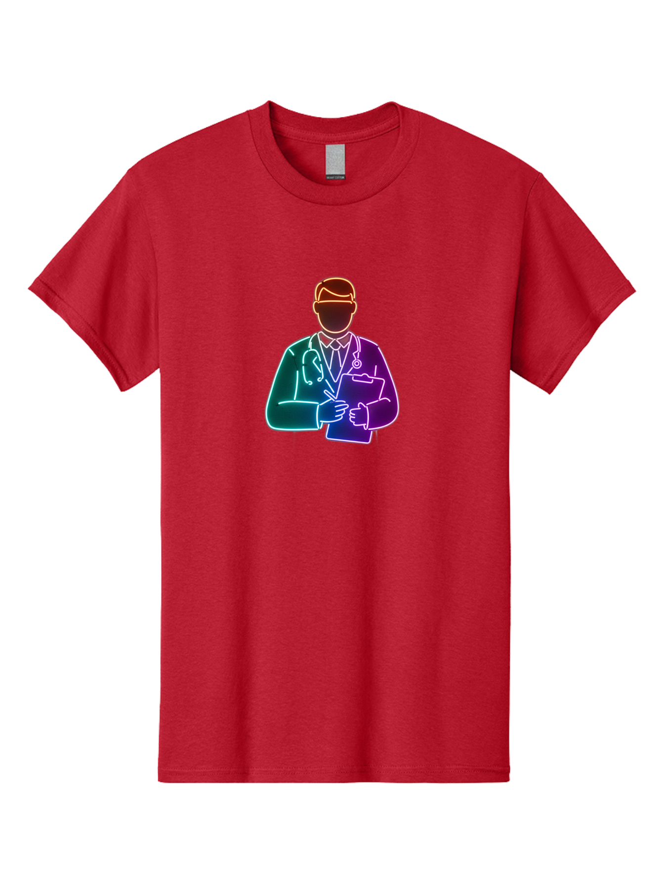 Doctor-Illustration Men'S Graphic Tee, 100% Cotton, Comfortable Casual Summer Wear, Machine Washable, Doctor With Stethoscope, Medical Professional, Healthcare Worker, Clipboard, Medical Notes, Writing, Doctor'S Badge, Medical Attire Baa474