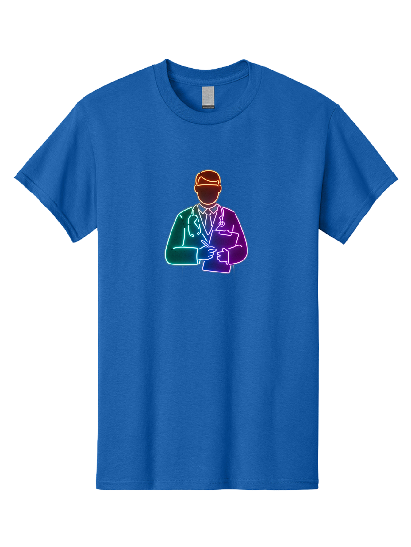 Doctor-Illustration Men'S Graphic Tee, 100% Cotton, Comfortable Casual Summer Wear, Machine Washable, Doctor With Stethoscope, Medical Professional, Healthcare Worker, Clipboard, Medical Notes, Writing, Doctor'S Badge, Medical Attire Baa474
