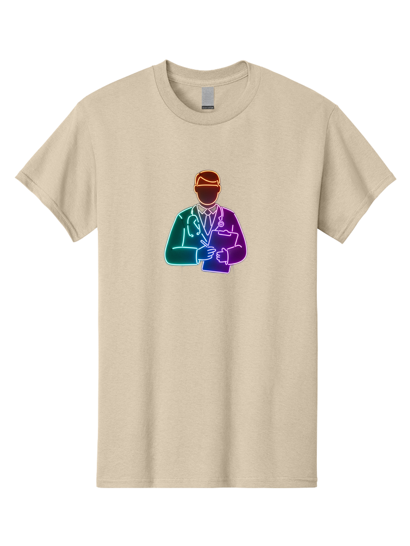 Doctor-Illustration Men'S Graphic Tee, 100% Cotton, Comfortable Casual Summer Wear, Machine Washable, Doctor With Stethoscope, Medical Professional, Healthcare Worker, Clipboard, Medical Notes, Writing, Doctor'S Badge, Medical Attire Baa474