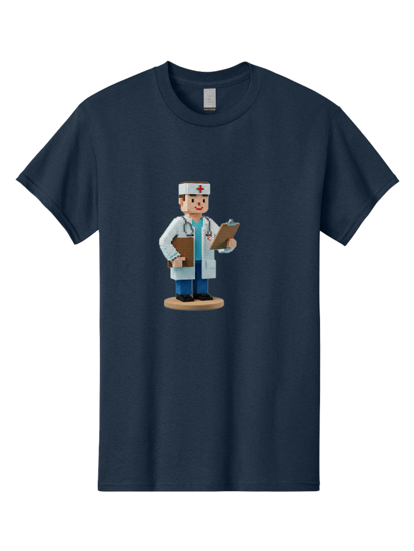Doctor-Pixel-Art Men'S Graphic Tee, 100% Cotton, Comfortable Casual Summer Wear, Machine Washable, Pixel Art Doctor, Medical Professional, Healthcare Worker, White Coat, Stethoscope, Clipboard, Medical Records, Healthcare Services, Baa475