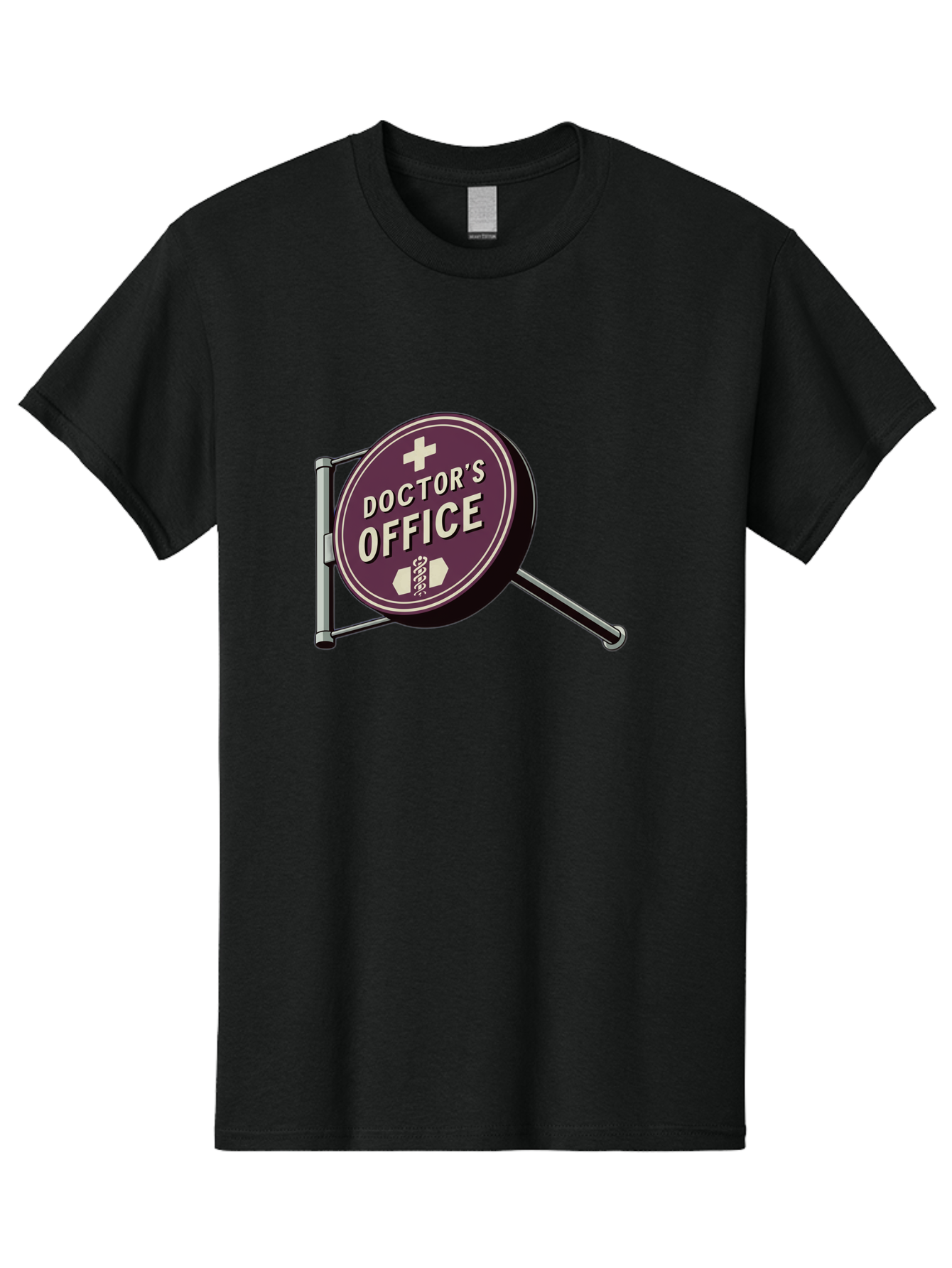 Doctor-S-Office-1 Men'S Graphic Tee, 100% Cotton, Comfortable Casual Summer Wear, Machine Washable, Doctor'S Office Sign, Medical Symbol, Healthcare Logo, Red Circle, White Cross, Snake Wrapped Around Staff, Medical Icons, Vintage Style Baa476