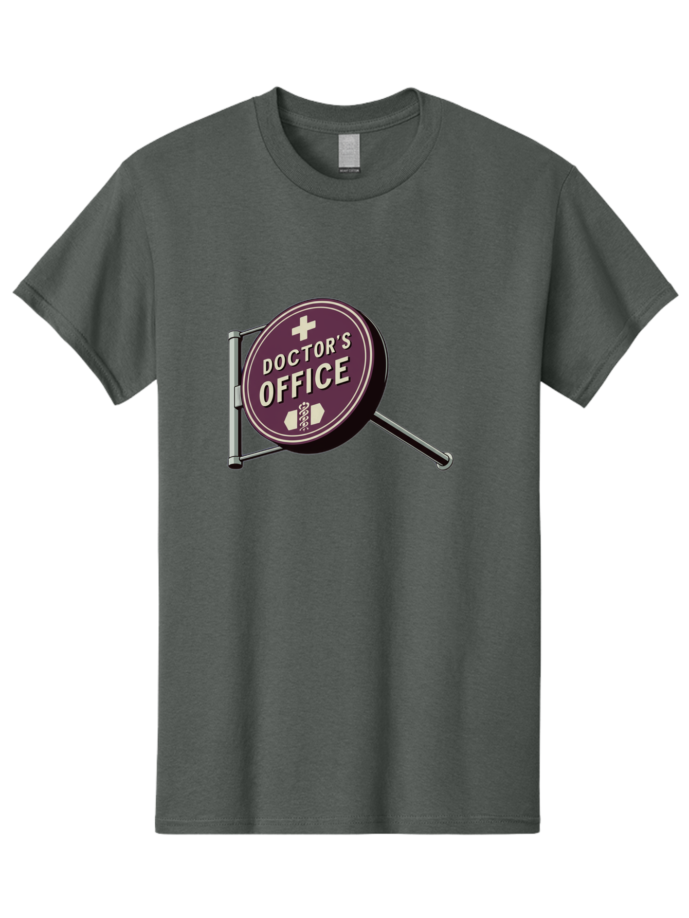 Doctor-S-Office-1 Men'S Graphic Tee, 100% Cotton, Comfortable Casual Summer Wear, Machine Washable, Doctor'S Office Sign, Medical Symbol, Healthcare Logo, Red Circle, White Cross, Snake Wrapped Around Staff, Medical Icons, Vintage Style Baa476