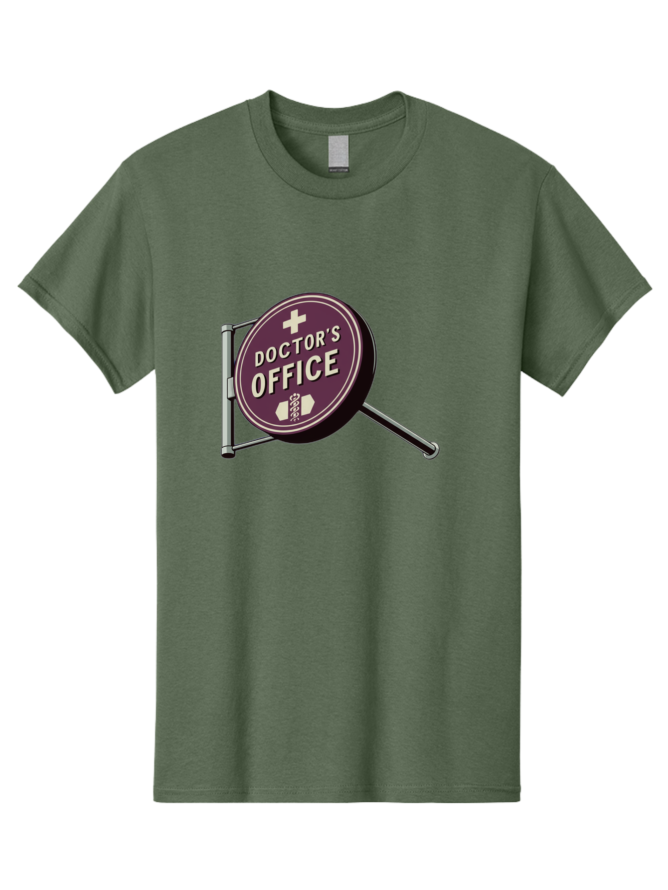 Doctor-S-Office-1 Men'S Graphic Tee, 100% Cotton, Comfortable Casual Summer Wear, Machine Washable, Doctor'S Office Sign, Medical Symbol, Healthcare Logo, Red Circle, White Cross, Snake Wrapped Around Staff, Medical Icons, Vintage Style Baa476