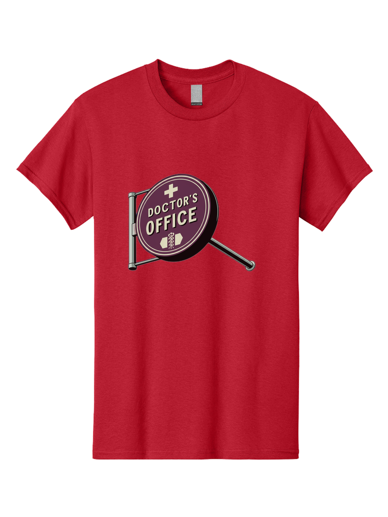 Doctor-S-Office-1 Men'S Graphic Tee, 100% Cotton, Comfortable Casual Summer Wear, Machine Washable, Doctor'S Office Sign, Medical Symbol, Healthcare Logo, Red Circle, White Cross, Snake Wrapped Around Staff, Medical Icons, Vintage Style Baa476