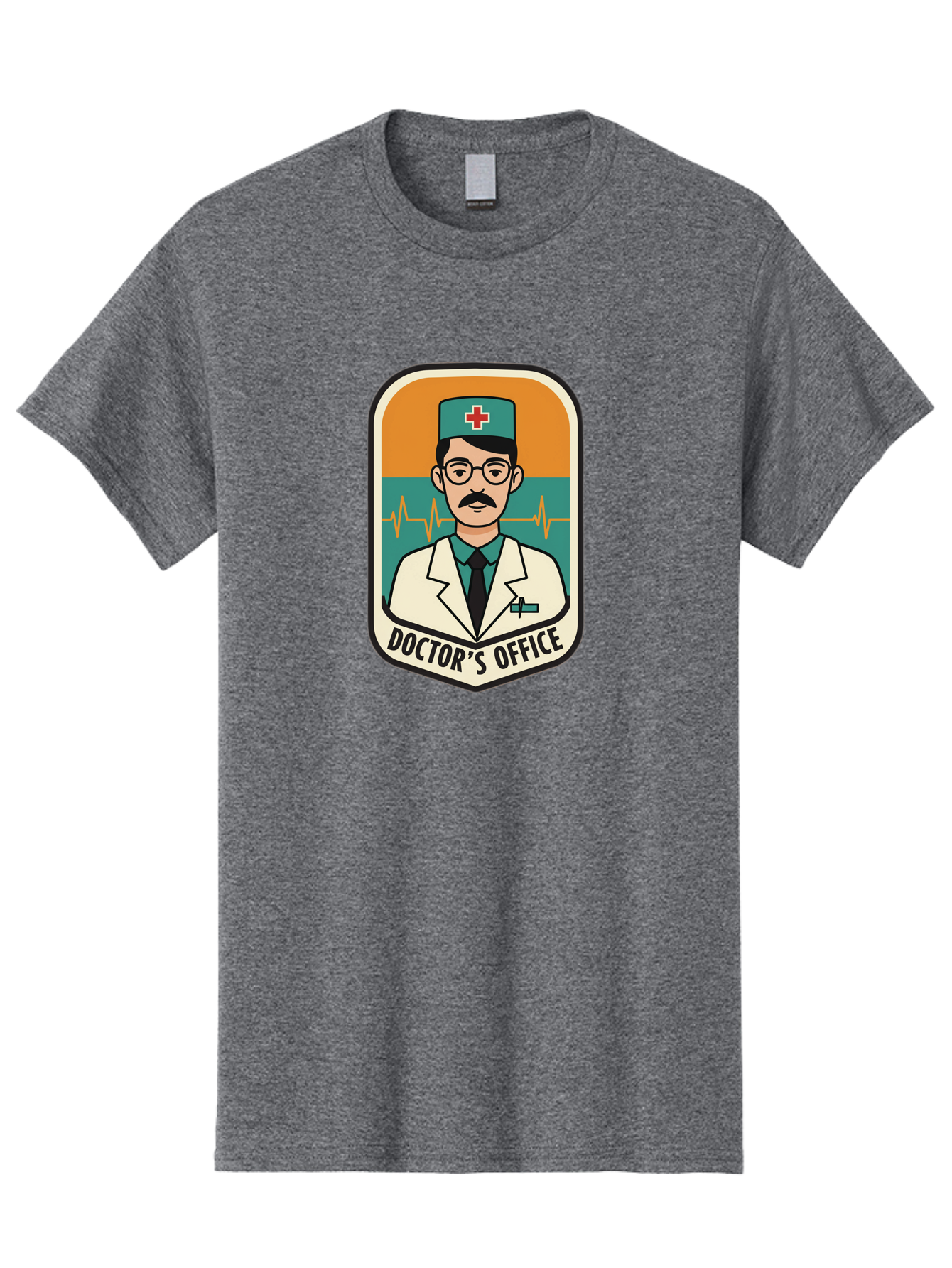 Doctor-S-Office Men'S Graphic Tee, 100% Cotton, Comfortable Casual Summer Wear, Machine Washable, Male Doctor, Medical Professional, Doctor'S Office, Healthcare Services, Medical Checkup, Health Monitoring, Ecg Reading, Medical Staff, Baa482