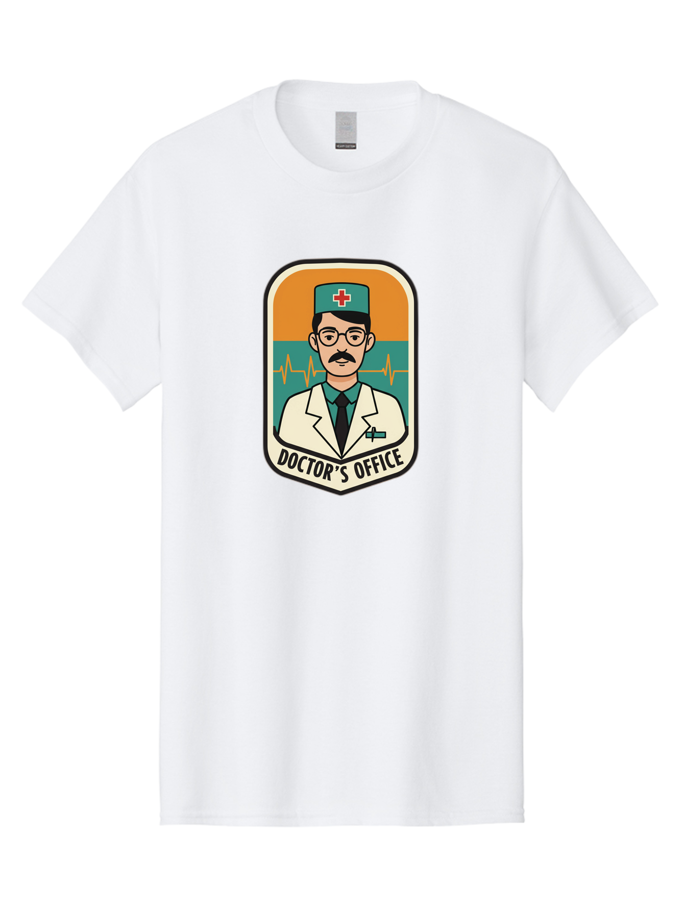 Doctor-S-Office Men'S Graphic Tee, 100% Cotton, Comfortable Casual Summer Wear, Machine Washable, Male Doctor, Medical Professional, Doctor'S Office, Healthcare Services, Medical Checkup, Health Monitoring, Ecg Reading, Medical Staff, Baa482