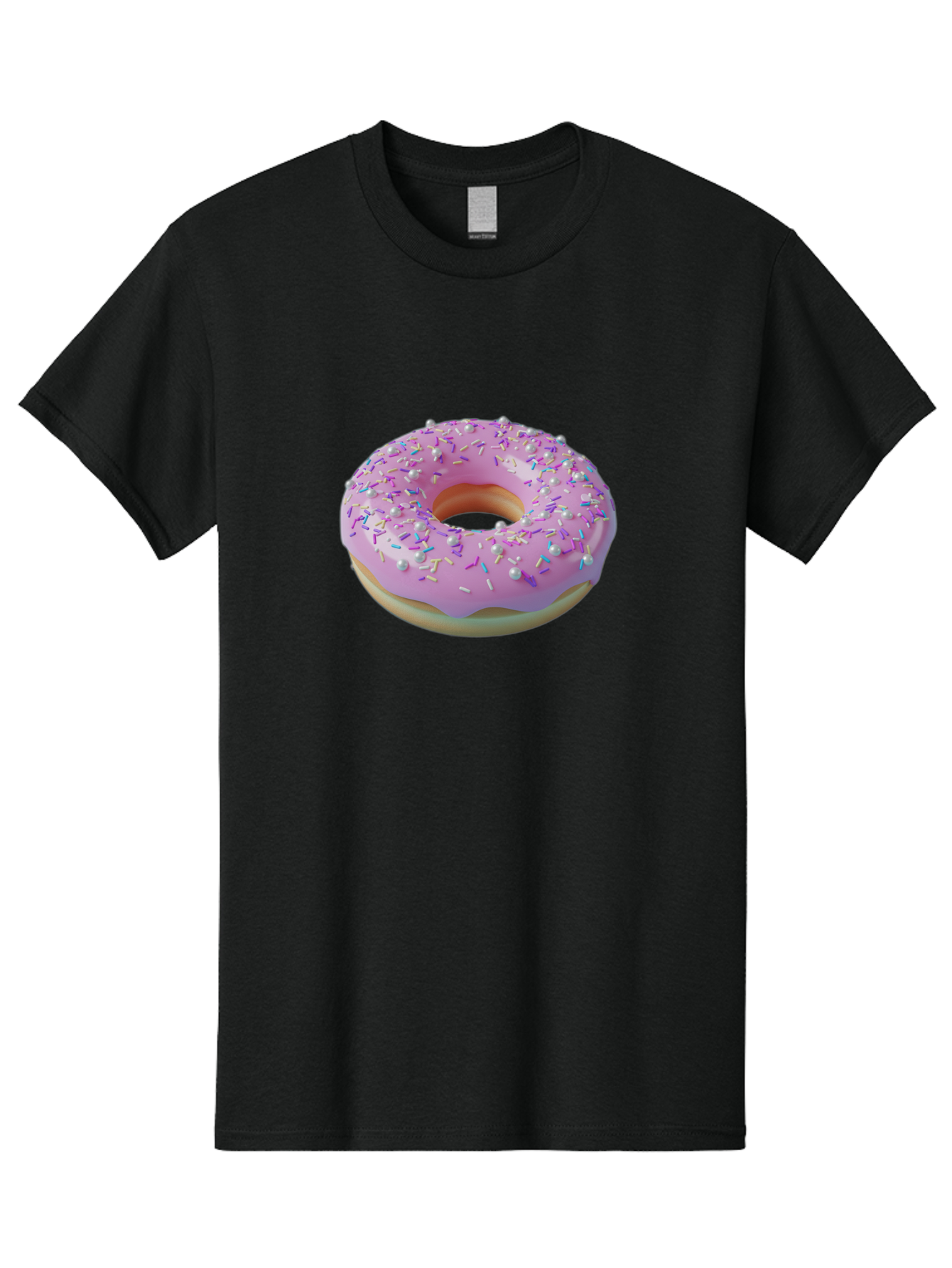 Donut-1 Men'S Graphic Tee, 100% Cotton, Comfortable Casual Summer Wear, Machine Washable, Pink Donut With Sprinkles, Sweet Treats, Colorful Dessert, Tasty Pastry, Baked Goods, Donut With Frosting, Sprinkle Toppings, Purple Frosting Baa495