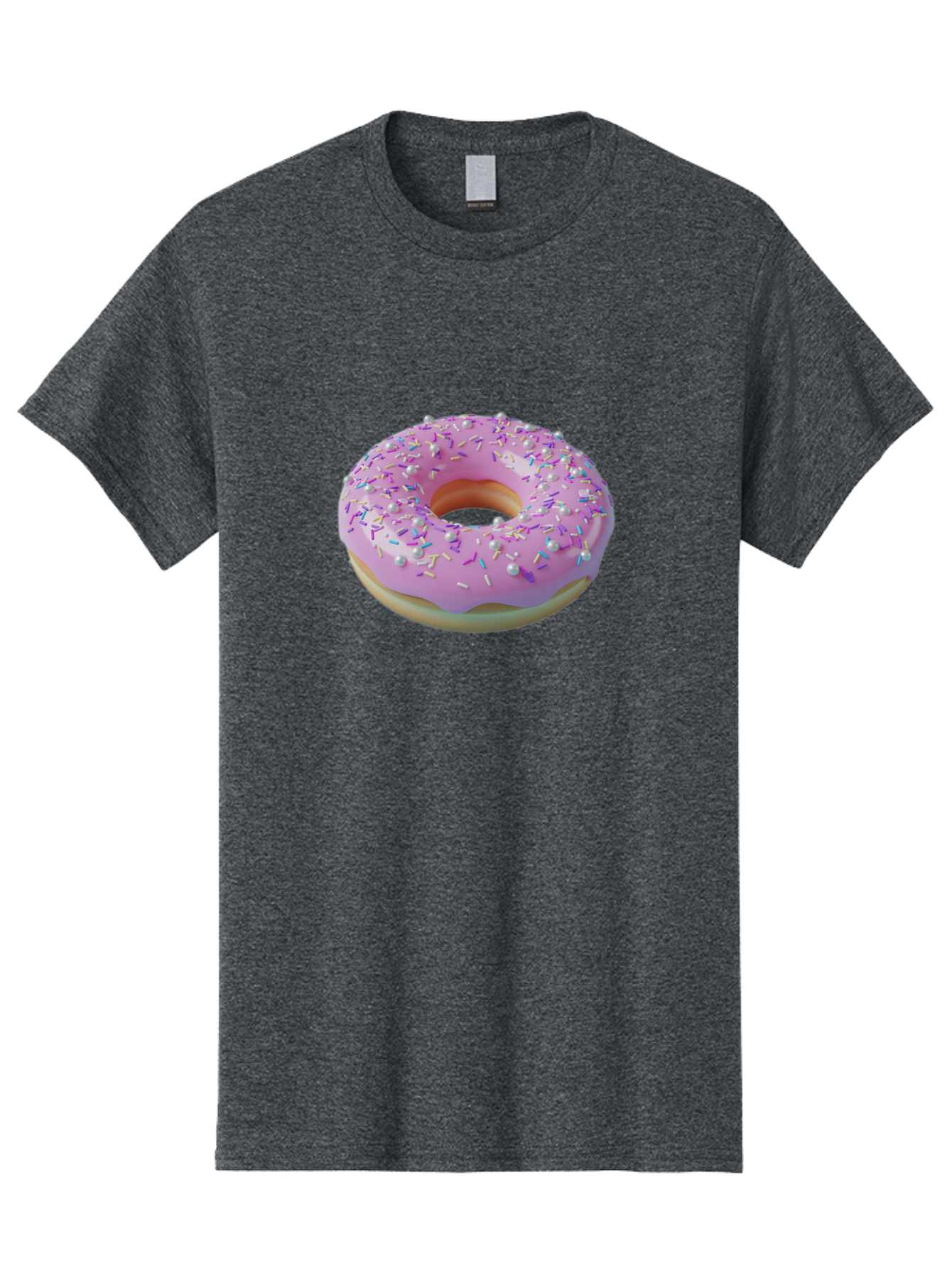 Donut-1 Men'S Graphic Tee, 100% Cotton, Comfortable Casual Summer Wear, Machine Washable, Pink Donut With Sprinkles, Sweet Treats, Colorful Dessert, Tasty Pastry, Baked Goods, Donut With Frosting, Sprinkle Toppings, Purple Frosting Baa495