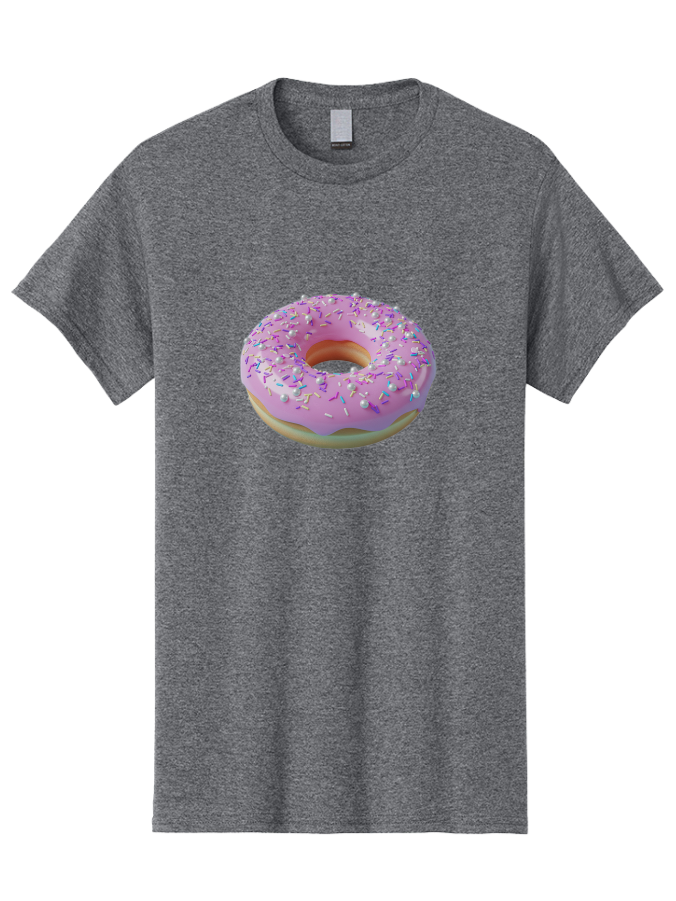 Donut-1 Men'S Graphic Tee, 100% Cotton, Comfortable Casual Summer Wear, Machine Washable, Pink Donut With Sprinkles, Sweet Treats, Colorful Dessert, Tasty Pastry, Baked Goods, Donut With Frosting, Sprinkle Toppings, Purple Frosting Baa495