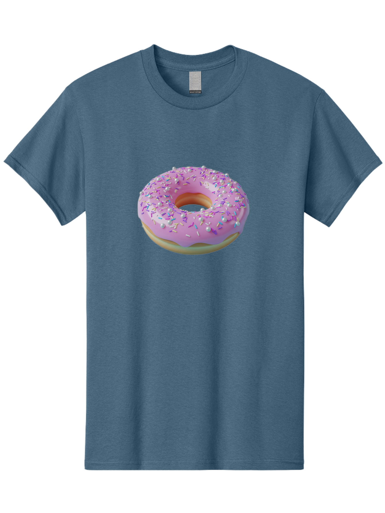 Donut-1 Men'S Graphic Tee, 100% Cotton, Comfortable Casual Summer Wear, Machine Washable, Pink Donut With Sprinkles, Sweet Treats, Colorful Dessert, Tasty Pastry, Baked Goods, Donut With Frosting, Sprinkle Toppings, Purple Frosting Baa495