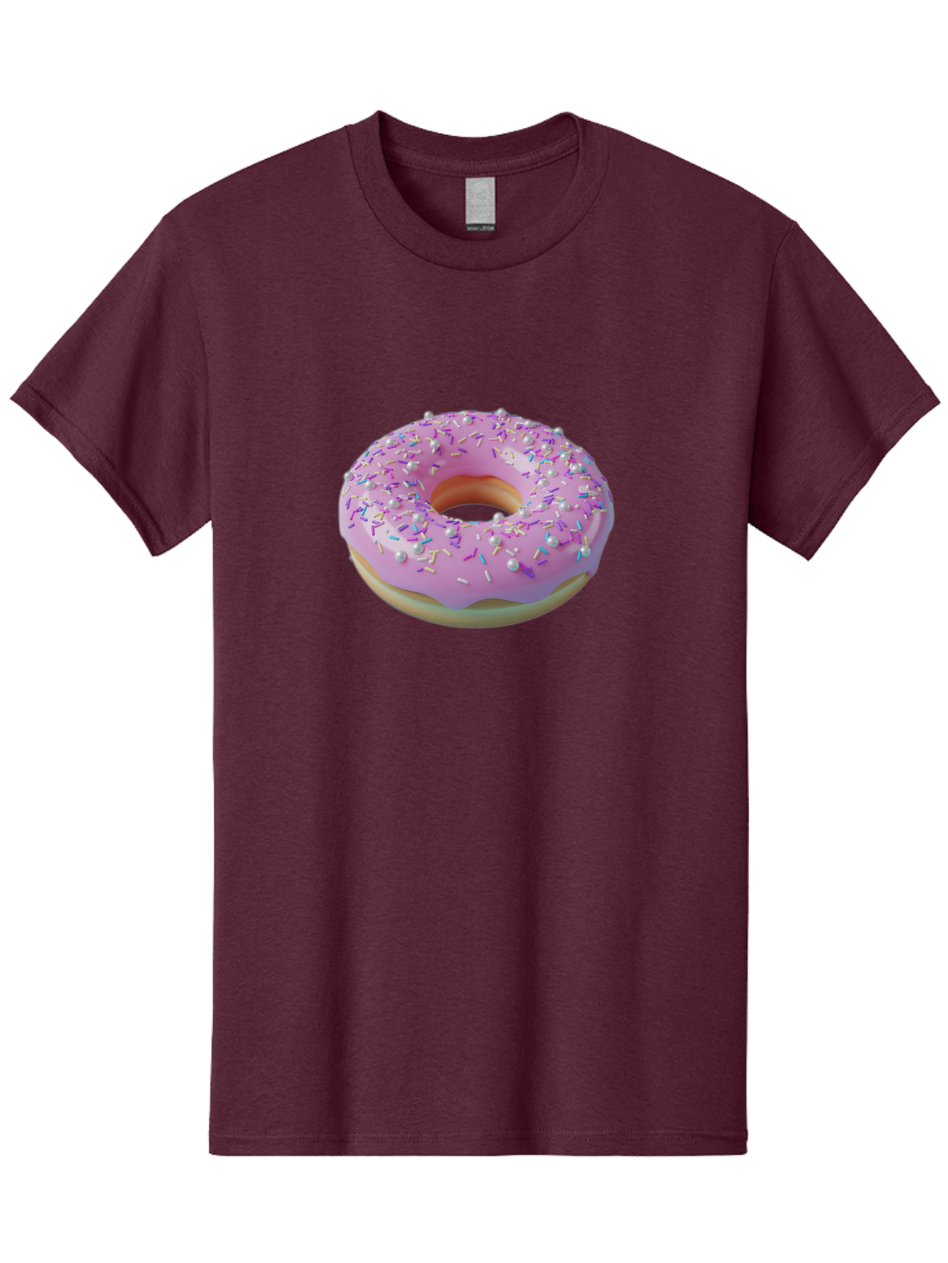 Donut-1 Men'S Graphic Tee, 100% Cotton, Comfortable Casual Summer Wear, Machine Washable, Pink Donut With Sprinkles, Sweet Treats, Colorful Dessert, Tasty Pastry, Baked Goods, Donut With Frosting, Sprinkle Toppings, Purple Frosting Baa495