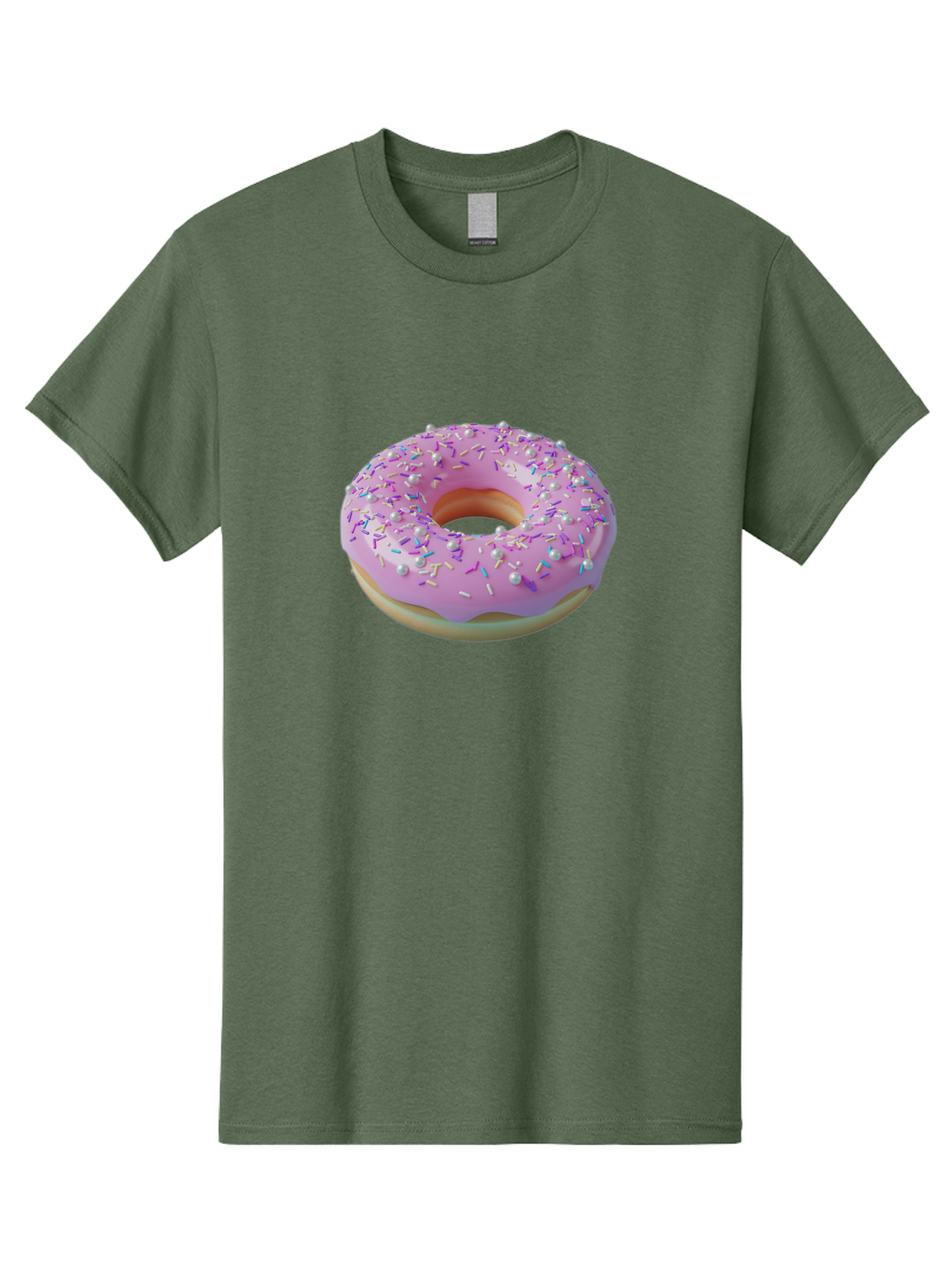 Donut-1 Men'S Graphic Tee, 100% Cotton, Comfortable Casual Summer Wear, Machine Washable, Pink Donut With Sprinkles, Sweet Treats, Colorful Dessert, Tasty Pastry, Baked Goods, Donut With Frosting, Sprinkle Toppings, Purple Frosting Baa495