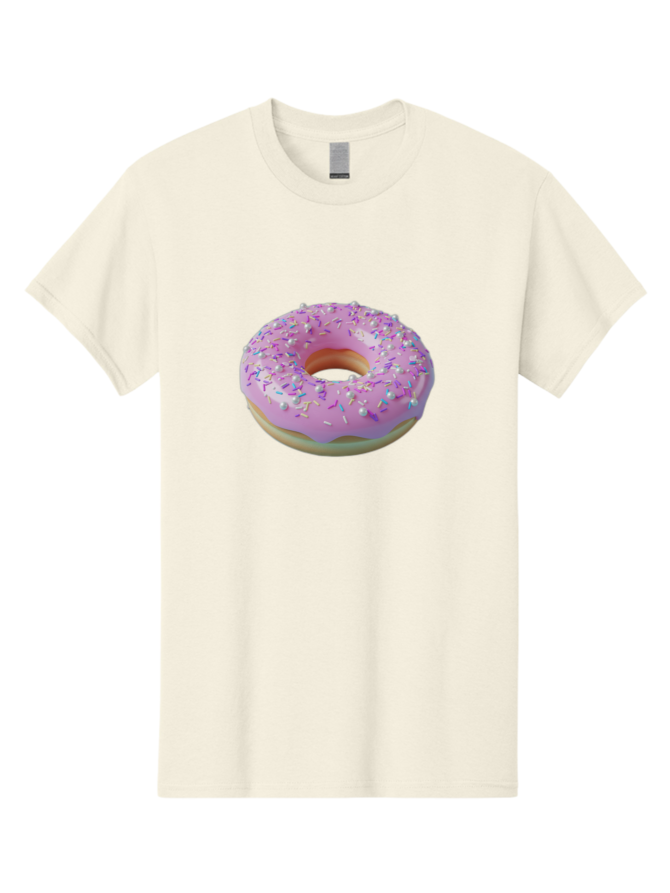 Donut-1 Men'S Graphic Tee, 100% Cotton, Comfortable Casual Summer Wear, Machine Washable, Pink Donut With Sprinkles, Sweet Treats, Colorful Dessert, Tasty Pastry, Baked Goods, Donut With Frosting, Sprinkle Toppings, Purple Frosting Baa495