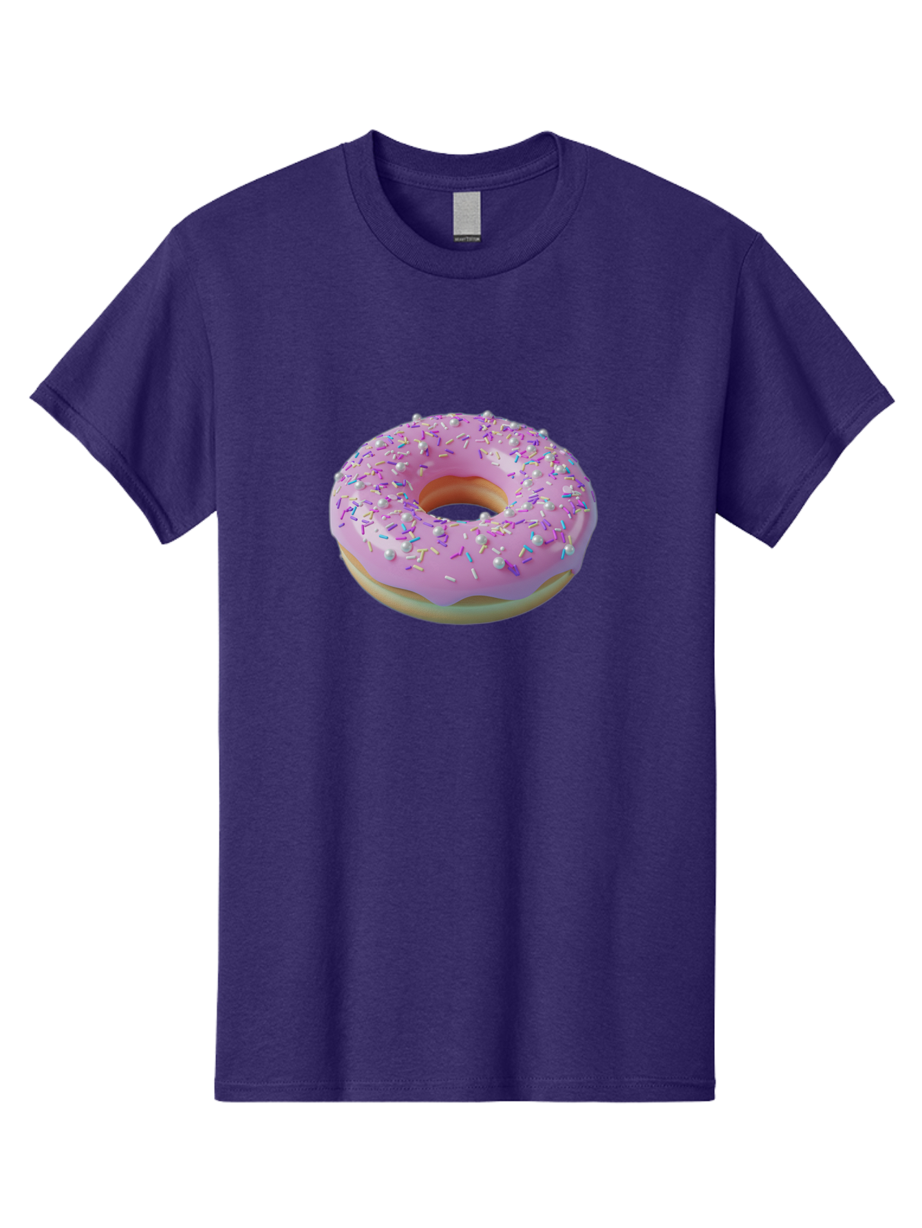 Donut-1 Men'S Graphic Tee, 100% Cotton, Comfortable Casual Summer Wear, Machine Washable, Pink Donut With Sprinkles, Sweet Treats, Colorful Dessert, Tasty Pastry, Baked Goods, Donut With Frosting, Sprinkle Toppings, Purple Frosting Baa495