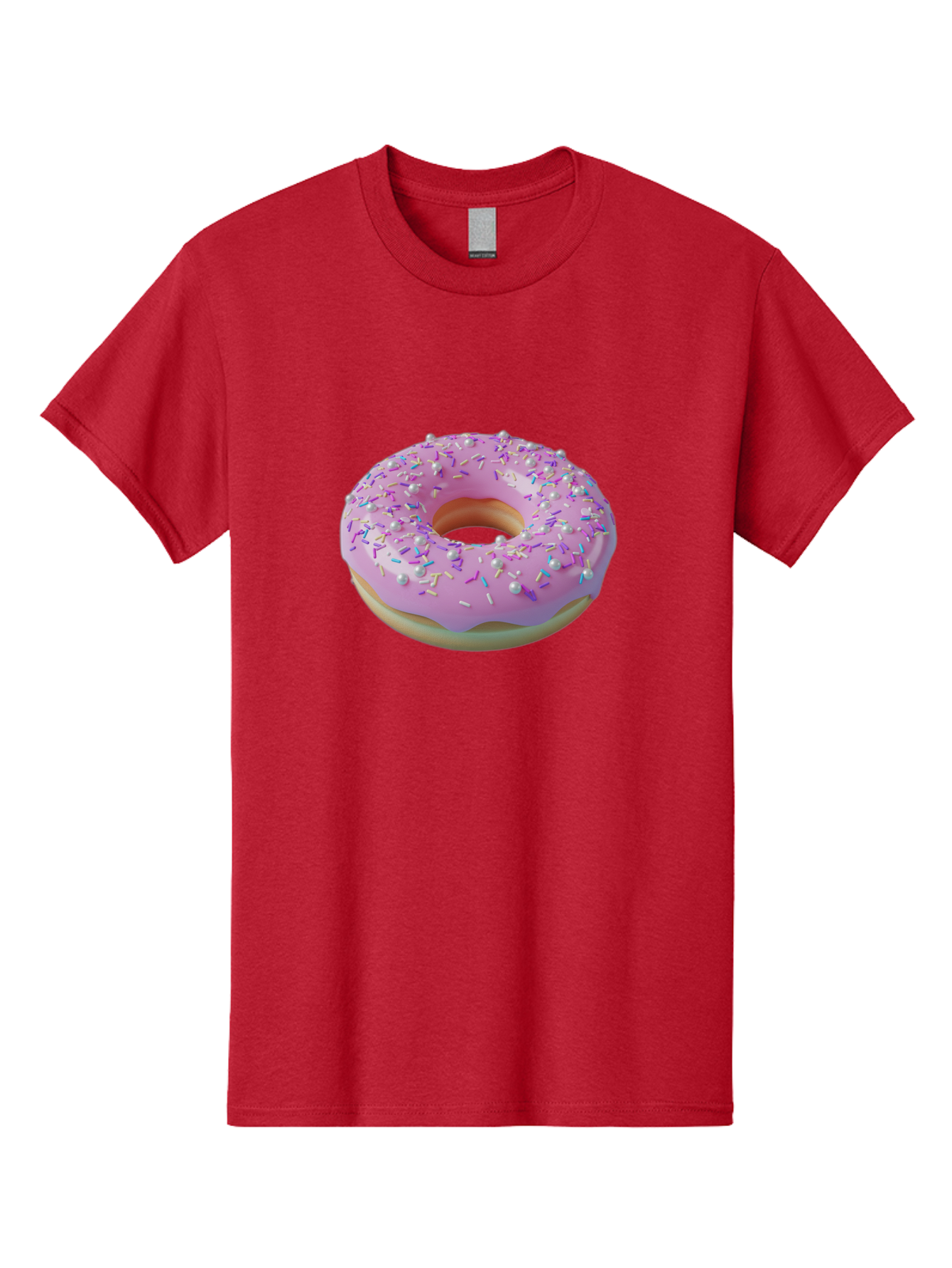 Donut-1 Men'S Graphic Tee, 100% Cotton, Comfortable Casual Summer Wear, Machine Washable, Pink Donut With Sprinkles, Sweet Treats, Colorful Dessert, Tasty Pastry, Baked Goods, Donut With Frosting, Sprinkle Toppings, Purple Frosting Baa495