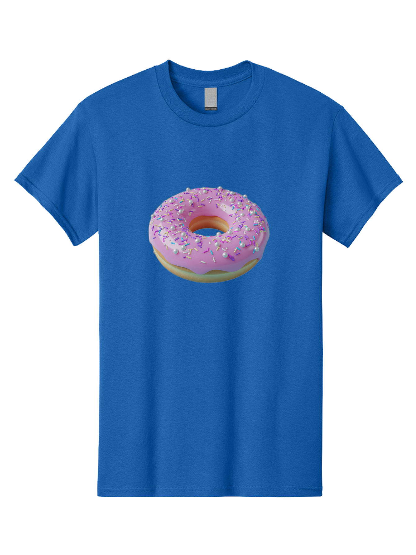 Donut-1 Men'S Graphic Tee, 100% Cotton, Comfortable Casual Summer Wear, Machine Washable, Pink Donut With Sprinkles, Sweet Treats, Colorful Dessert, Tasty Pastry, Baked Goods, Donut With Frosting, Sprinkle Toppings, Purple Frosting Baa495