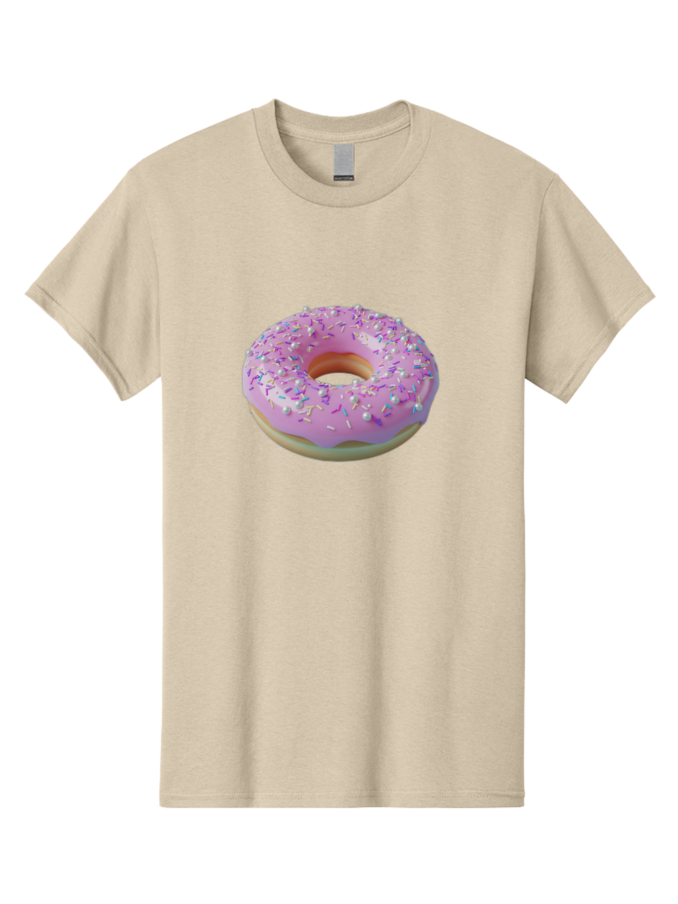 Donut-1 Men'S Graphic Tee, 100% Cotton, Comfortable Casual Summer Wear, Machine Washable, Pink Donut With Sprinkles, Sweet Treats, Colorful Dessert, Tasty Pastry, Baked Goods, Donut With Frosting, Sprinkle Toppings, Purple Frosting Baa495