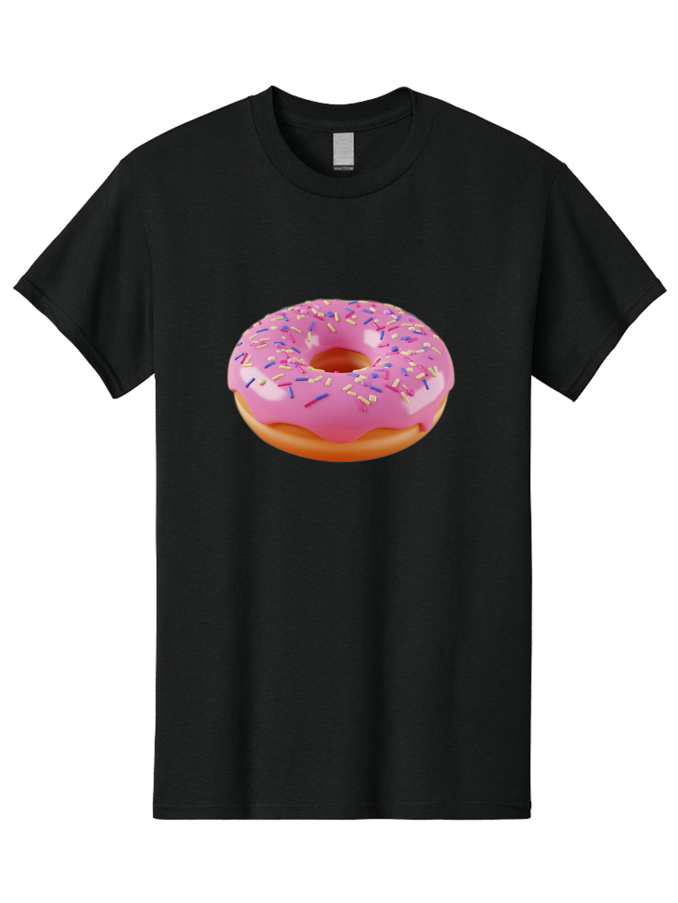 Donut-2 Men'S Graphic Tee, 100% Cotton, Comfortable Casual Summer Wear, Machine Washable, Pink Frosted Donut, Donut With Sprinkles, Colorful Sprinkles, Sweet Treat, Baked Goods, Dessert, Tasty Pastry, Colorful Dessert Baa496