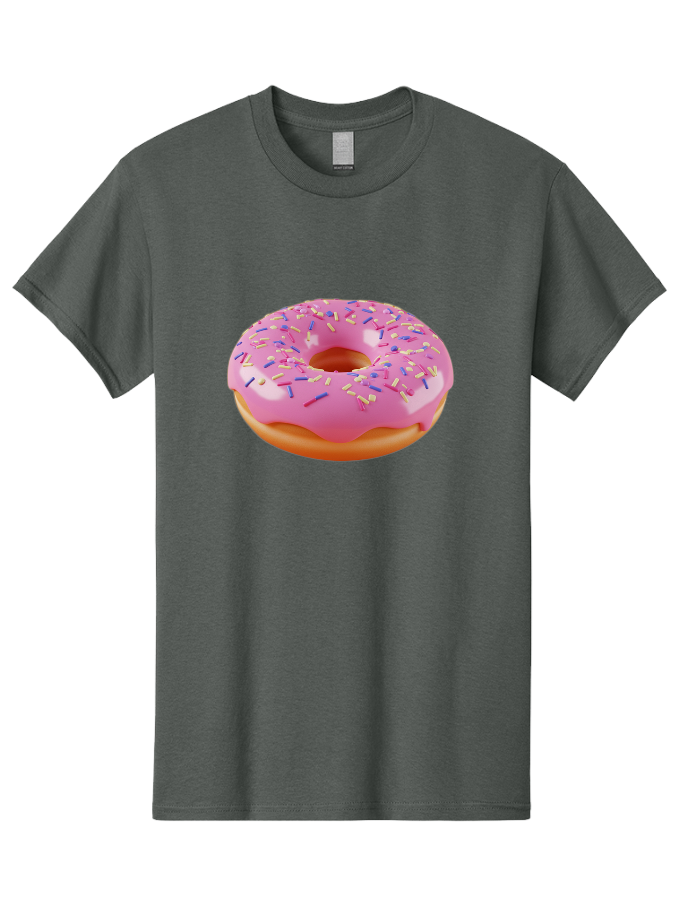 Donut-2 Men'S Graphic Tee, 100% Cotton, Comfortable Casual Summer Wear, Machine Washable, Pink Frosted Donut, Donut With Sprinkles, Colorful Sprinkles, Sweet Treat, Baked Goods, Dessert, Tasty Pastry, Colorful Dessert Baa496