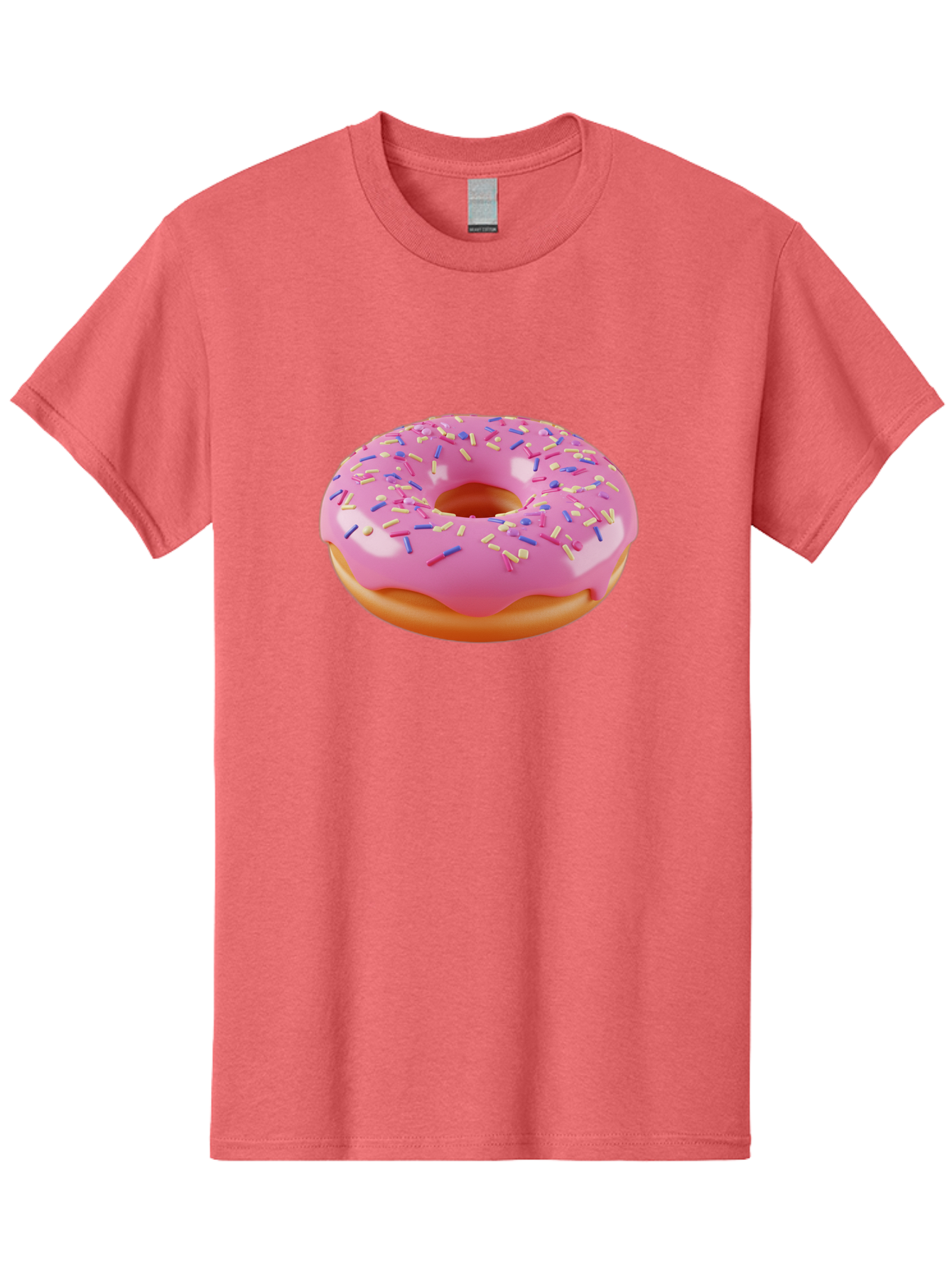 Donut-2 Men'S Graphic Tee, 100% Cotton, Comfortable Casual Summer Wear, Machine Washable, Pink Frosted Donut, Donut With Sprinkles, Colorful Sprinkles, Sweet Treat, Baked Goods, Dessert, Tasty Pastry, Colorful Dessert Baa496