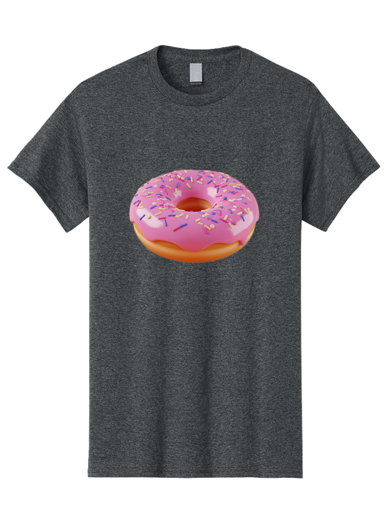 Donut-2 Men'S Graphic Tee, 100% Cotton, Comfortable Casual Summer Wear, Machine Washable, Pink Frosted Donut, Donut With Sprinkles, Colorful Sprinkles, Sweet Treat, Baked Goods, Dessert, Tasty Pastry, Colorful Dessert Baa496
