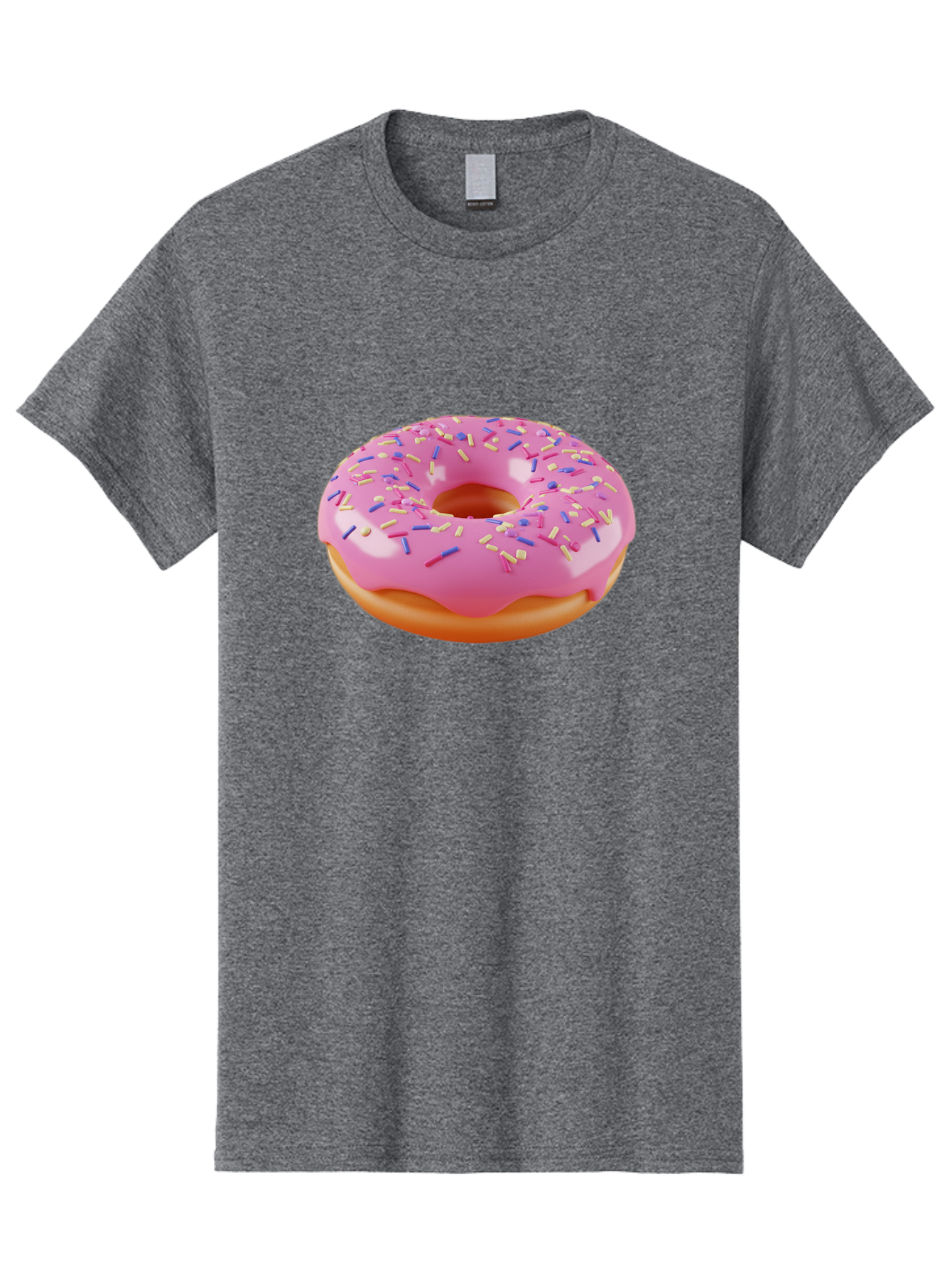 Donut-2 Men'S Graphic Tee, 100% Cotton, Comfortable Casual Summer Wear, Machine Washable, Pink Frosted Donut, Donut With Sprinkles, Colorful Sprinkles, Sweet Treat, Baked Goods, Dessert, Tasty Pastry, Colorful Dessert Baa496