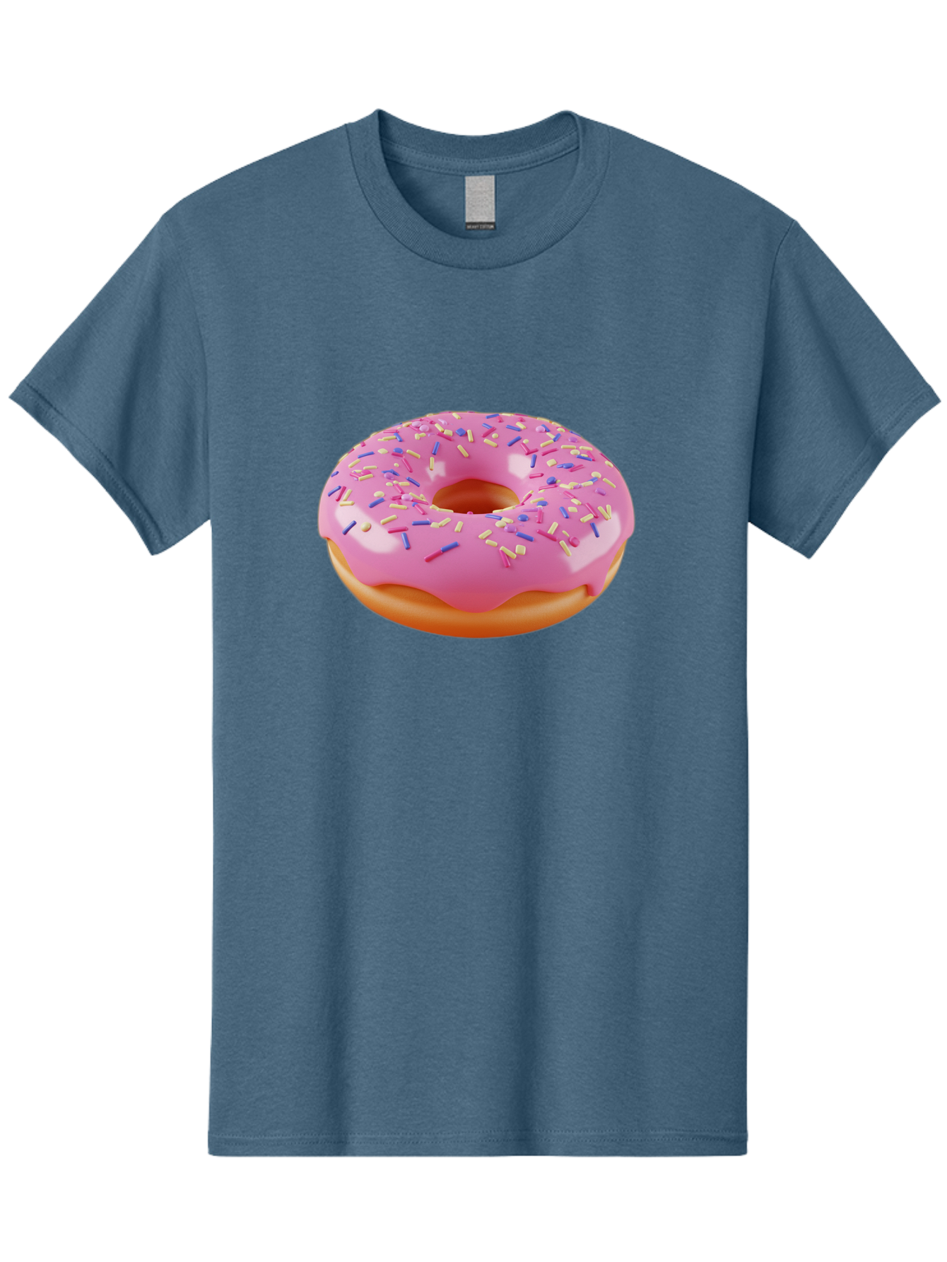 Donut-2 Men'S Graphic Tee, 100% Cotton, Comfortable Casual Summer Wear, Machine Washable, Pink Frosted Donut, Donut With Sprinkles, Colorful Sprinkles, Sweet Treat, Baked Goods, Dessert, Tasty Pastry, Colorful Dessert Baa496