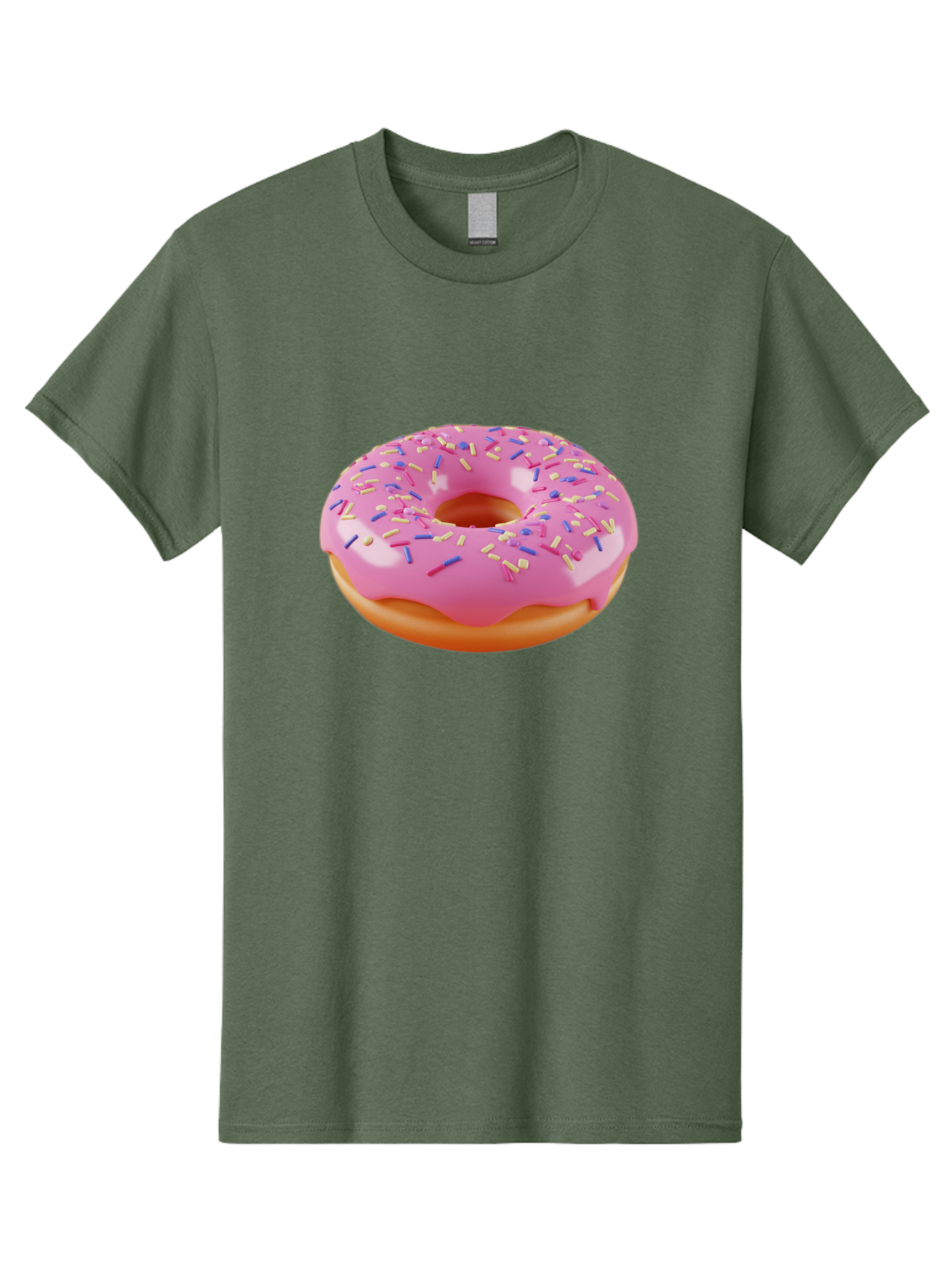 Donut-2 Men'S Graphic Tee, 100% Cotton, Comfortable Casual Summer Wear, Machine Washable, Pink Frosted Donut, Donut With Sprinkles, Colorful Sprinkles, Sweet Treat, Baked Goods, Dessert, Tasty Pastry, Colorful Dessert Baa496