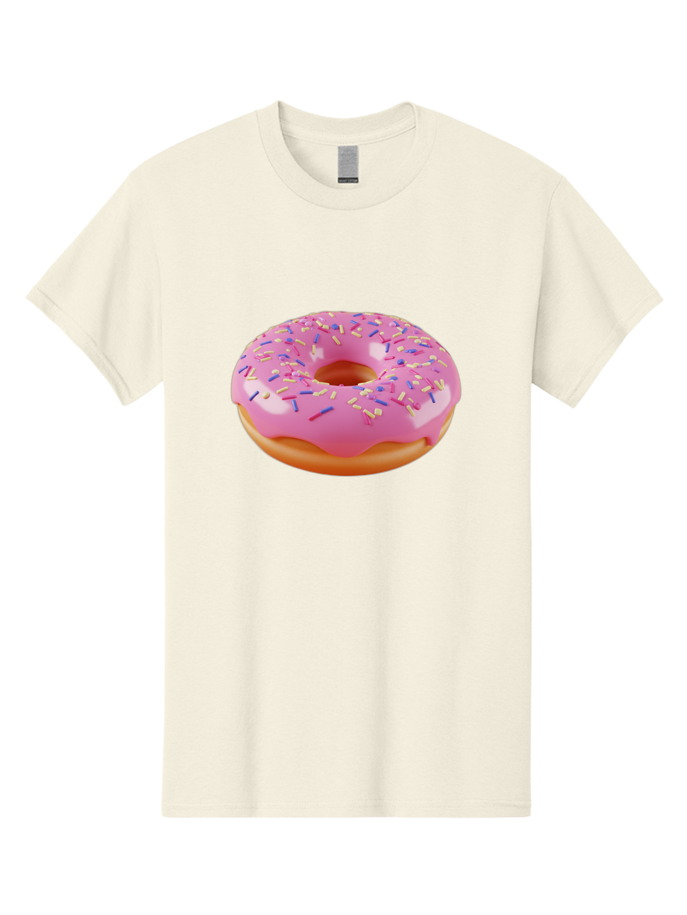 Donut-2 Men'S Graphic Tee, 100% Cotton, Comfortable Casual Summer Wear, Machine Washable, Pink Frosted Donut, Donut With Sprinkles, Colorful Sprinkles, Sweet Treat, Baked Goods, Dessert, Tasty Pastry, Colorful Dessert Baa496
