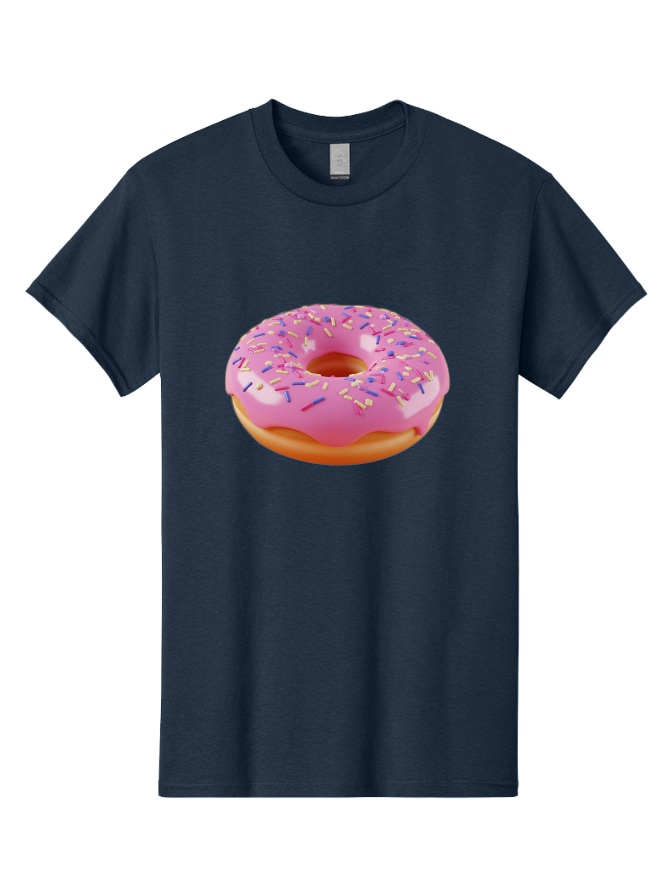 Donut-2 Men'S Graphic Tee, 100% Cotton, Comfortable Casual Summer Wear, Machine Washable, Pink Frosted Donut, Donut With Sprinkles, Colorful Sprinkles, Sweet Treat, Baked Goods, Dessert, Tasty Pastry, Colorful Dessert Baa496