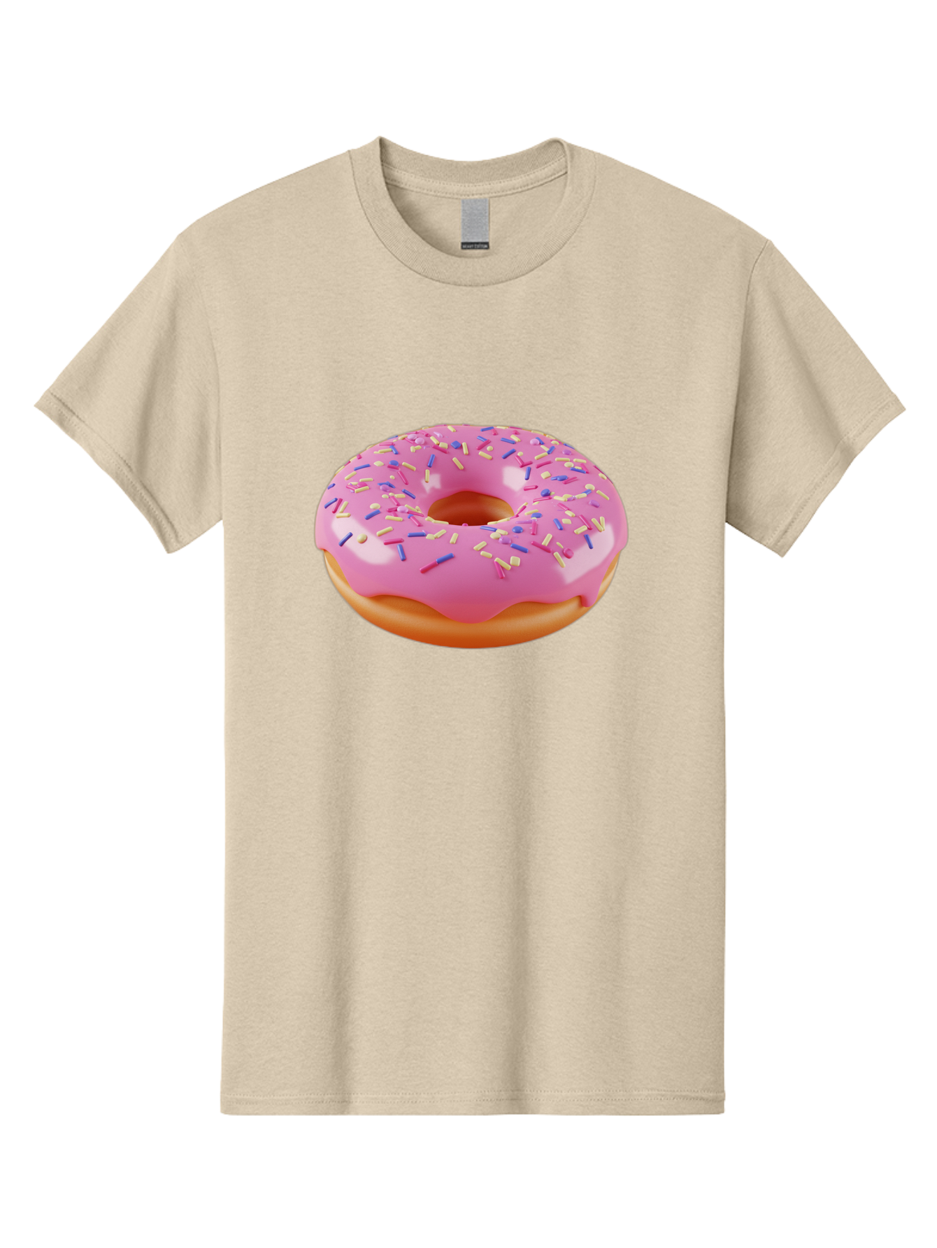 Donut-2 Men'S Graphic Tee, 100% Cotton, Comfortable Casual Summer Wear, Machine Washable, Pink Frosted Donut, Donut With Sprinkles, Colorful Sprinkles, Sweet Treat, Baked Goods, Dessert, Tasty Pastry, Colorful Dessert Baa496