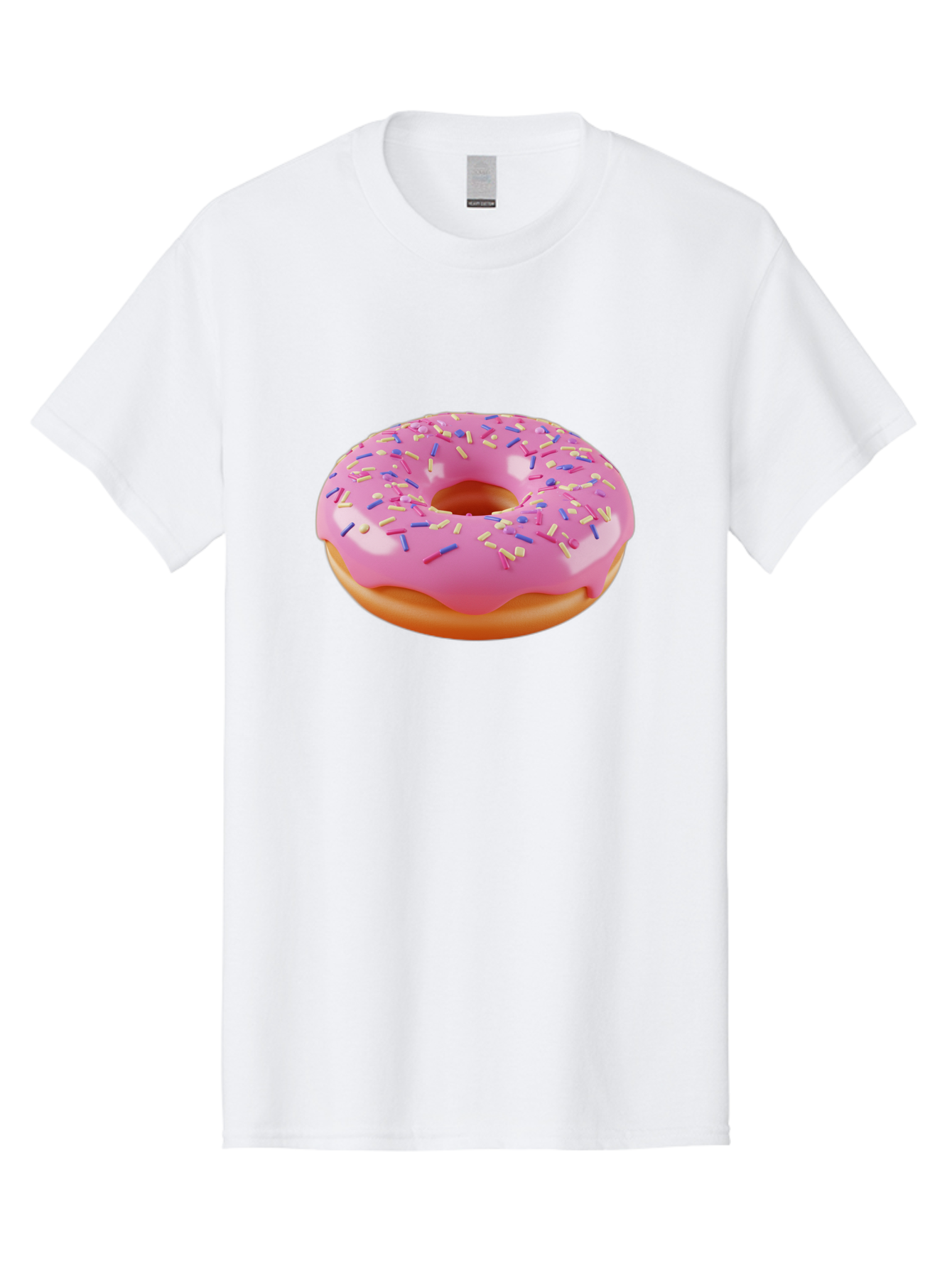 Donut-2 Men'S Graphic Tee, 100% Cotton, Comfortable Casual Summer Wear, Machine Washable, Pink Frosted Donut, Donut With Sprinkles, Colorful Sprinkles, Sweet Treat, Baked Goods, Dessert, Tasty Pastry, Colorful Dessert Baa496