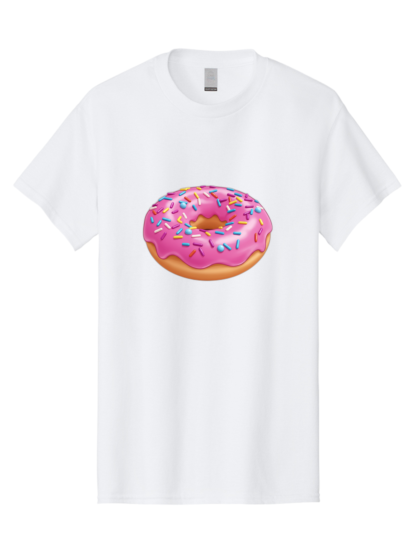 Donut-3 Men'S Graphic Tee, 100% Cotton, Comfortable Casual Summer Wear, Machine Washable, Pink Frosted Donut, Colorful Sprinkles, Sweet Treats, Baked Goods, Tasty Desserts, Donut With Sprinkles, Glazed Donut Baa497