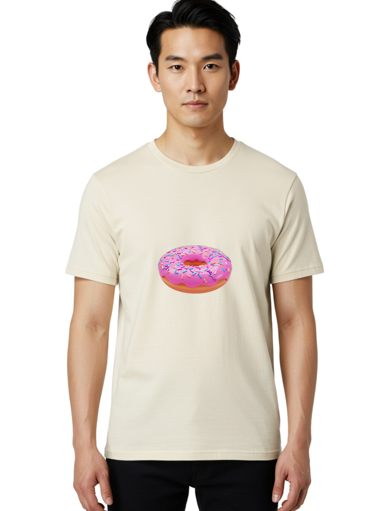 Donut-4 Men'S Graphic Tee, 100% Cotton, Comfortable Casual Summer Wear, Machine Washable, Pink Frosted Donut, Donut With Sprinkles, Sweet Treat, Colorful Dessert, Sugary Snack, Baked Goods, Tasty Pastry, Donut Illustration Baa498