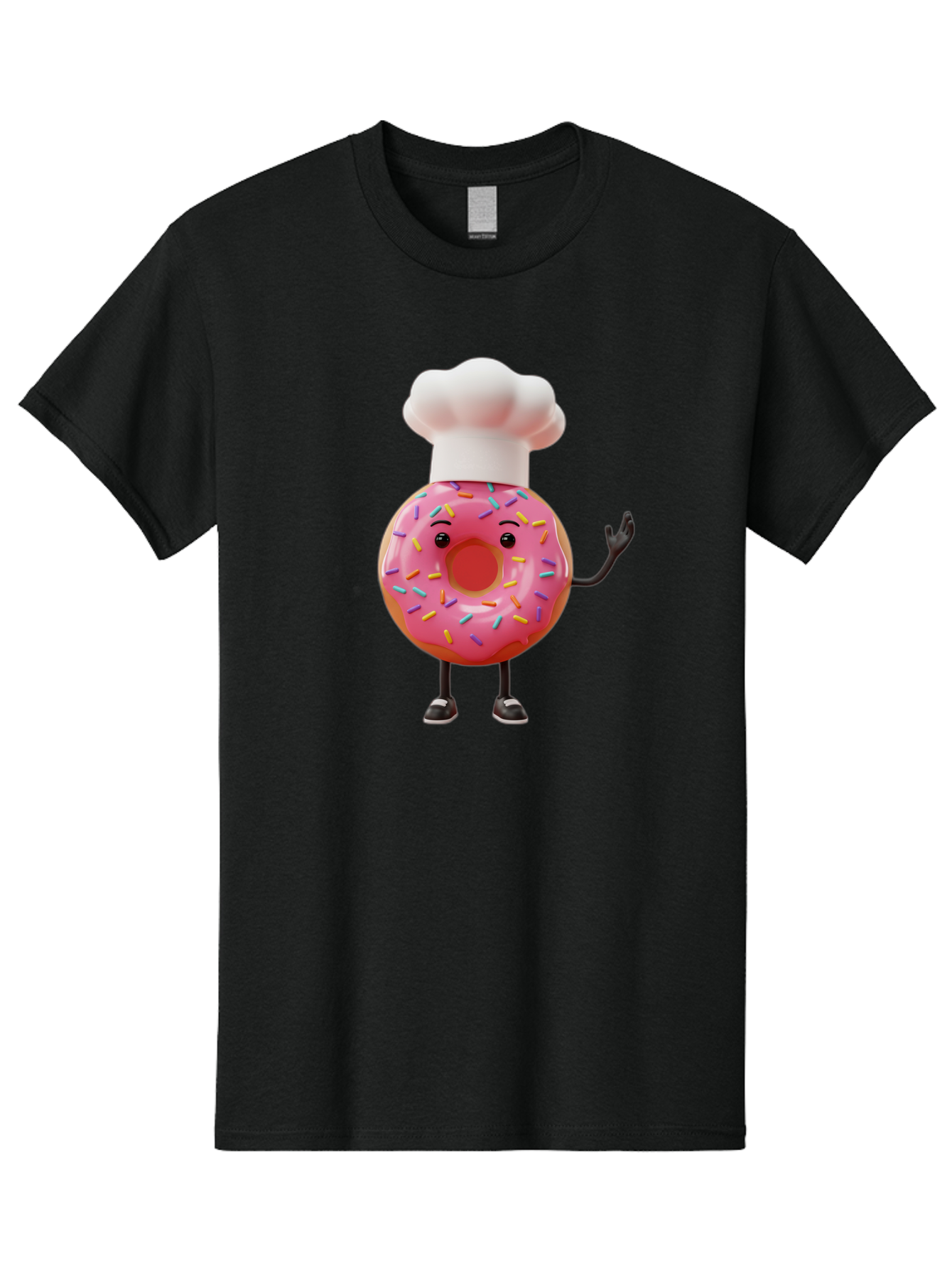 Donut-Chef Men'S Graphic Tee, 100% Cotton, Comfortable Casual Summer Wear, Machine Washable, Pink Donut With Sprinkles, Chef Hat, Cartoon Character, Sweet Treat, Bakery Illustration, 3D Rendering, Colorful Pastel, Playful Design, Baa503