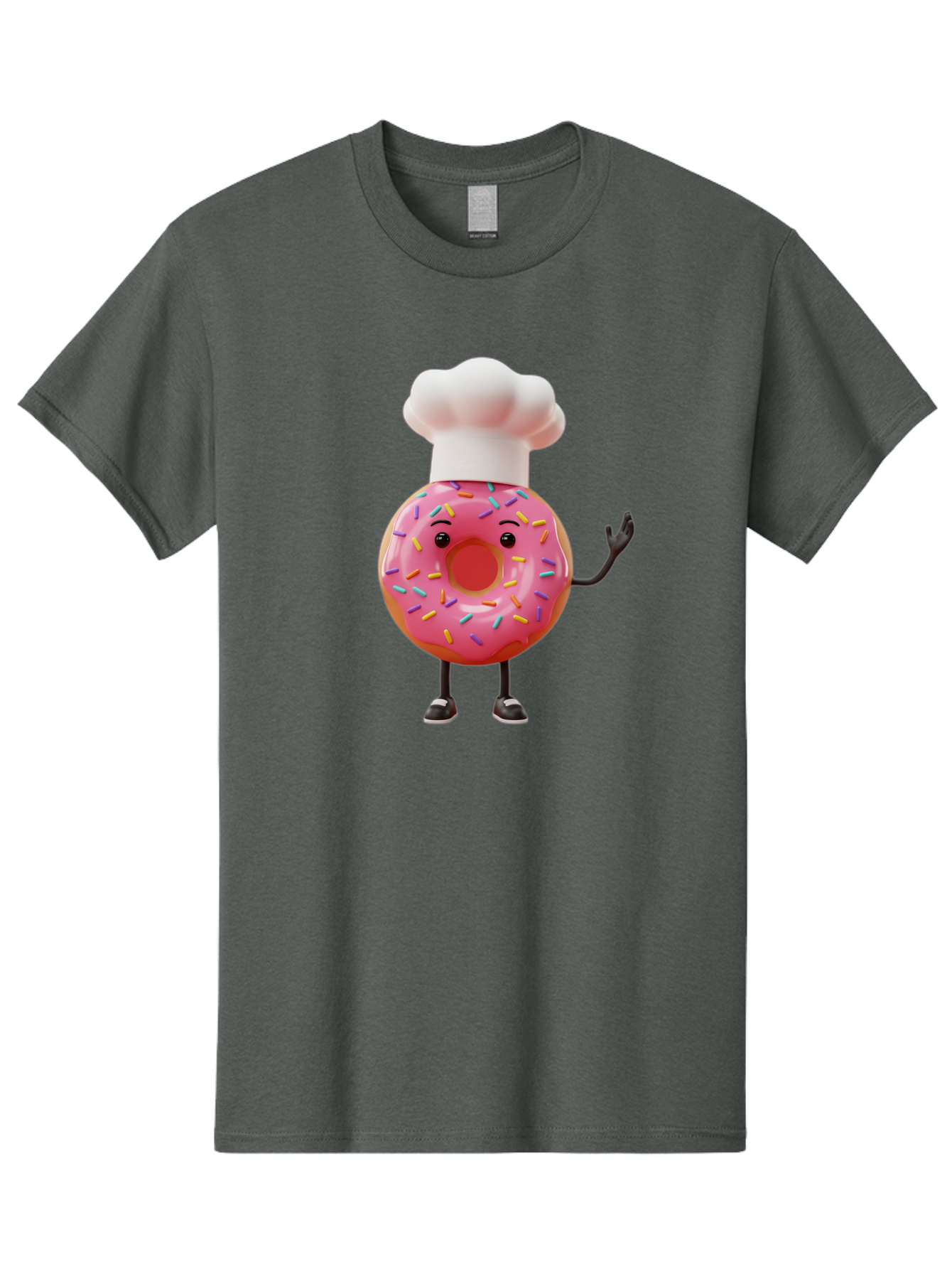 Donut-Chef Men'S Graphic Tee, 100% Cotton, Comfortable Casual Summer Wear, Machine Washable, Pink Donut With Sprinkles, Chef Hat, Cartoon Character, Sweet Treat, Bakery Illustration, 3D Rendering, Colorful Pastel, Playful Design, Baa503