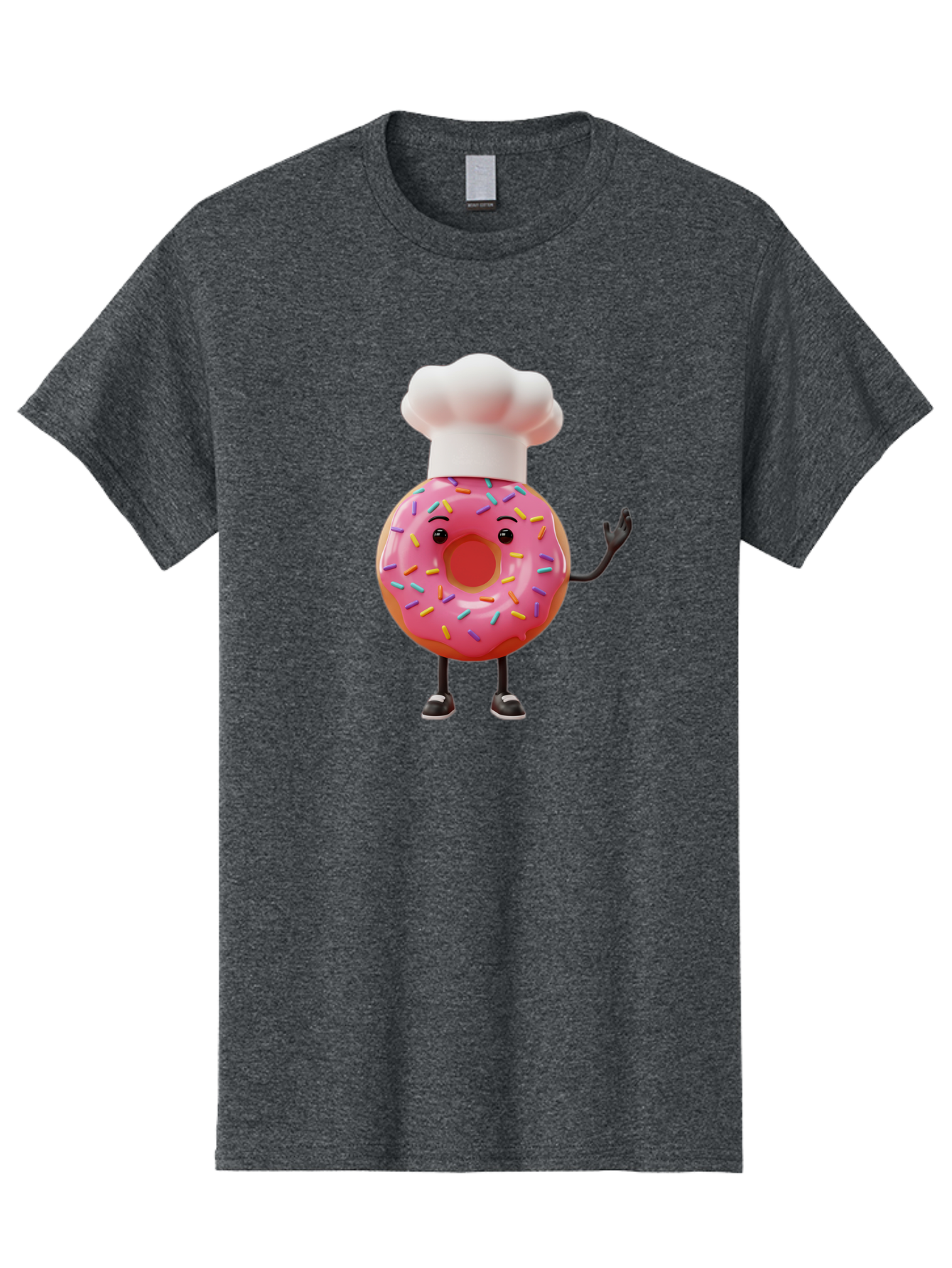 Donut-Chef Men'S Graphic Tee, 100% Cotton, Comfortable Casual Summer Wear, Machine Washable, Pink Donut With Sprinkles, Chef Hat, Cartoon Character, Sweet Treat, Bakery Illustration, 3D Rendering, Colorful Pastel, Playful Design, Baa503