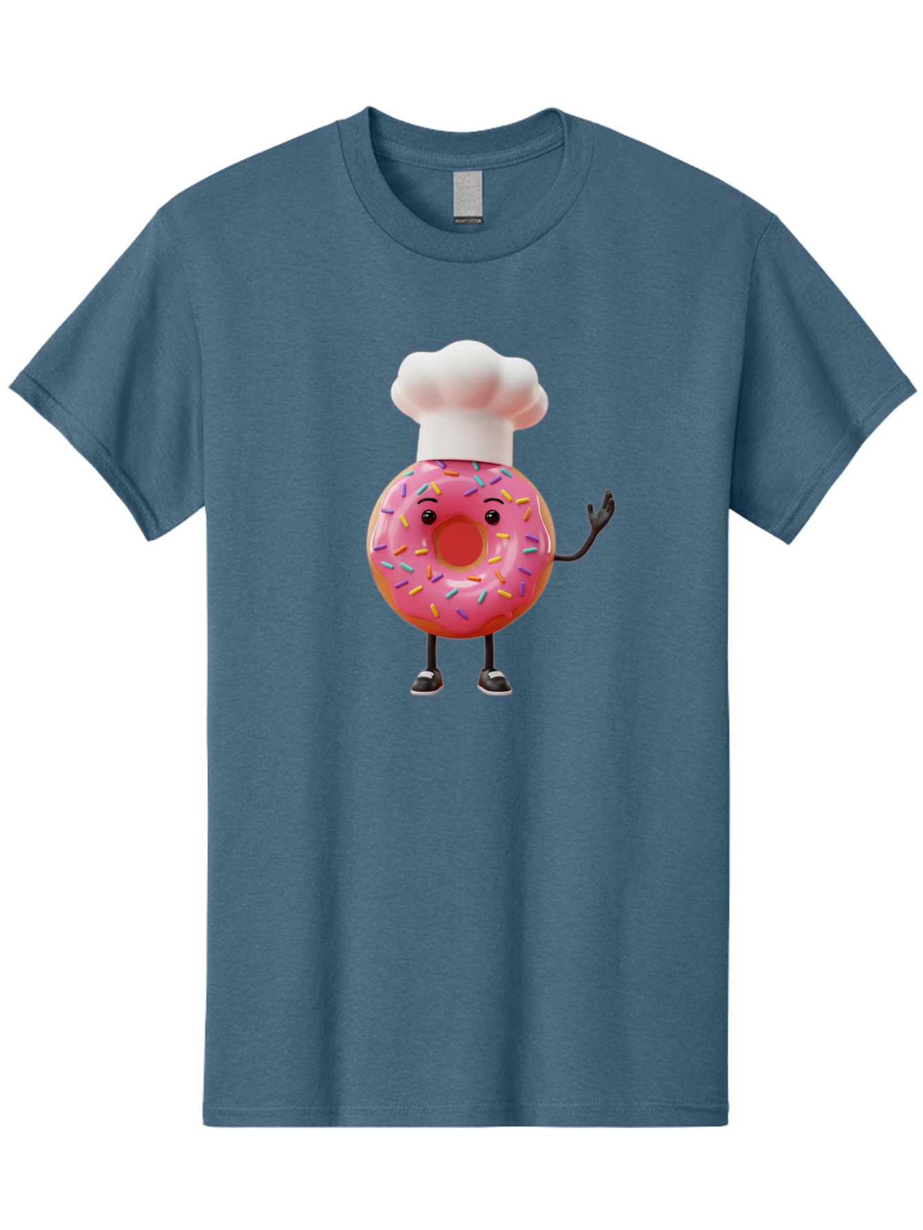 Donut-Chef Men'S Graphic Tee, 100% Cotton, Comfortable Casual Summer Wear, Machine Washable, Pink Donut With Sprinkles, Chef Hat, Cartoon Character, Sweet Treat, Bakery Illustration, 3D Rendering, Colorful Pastel, Playful Design, Baa503