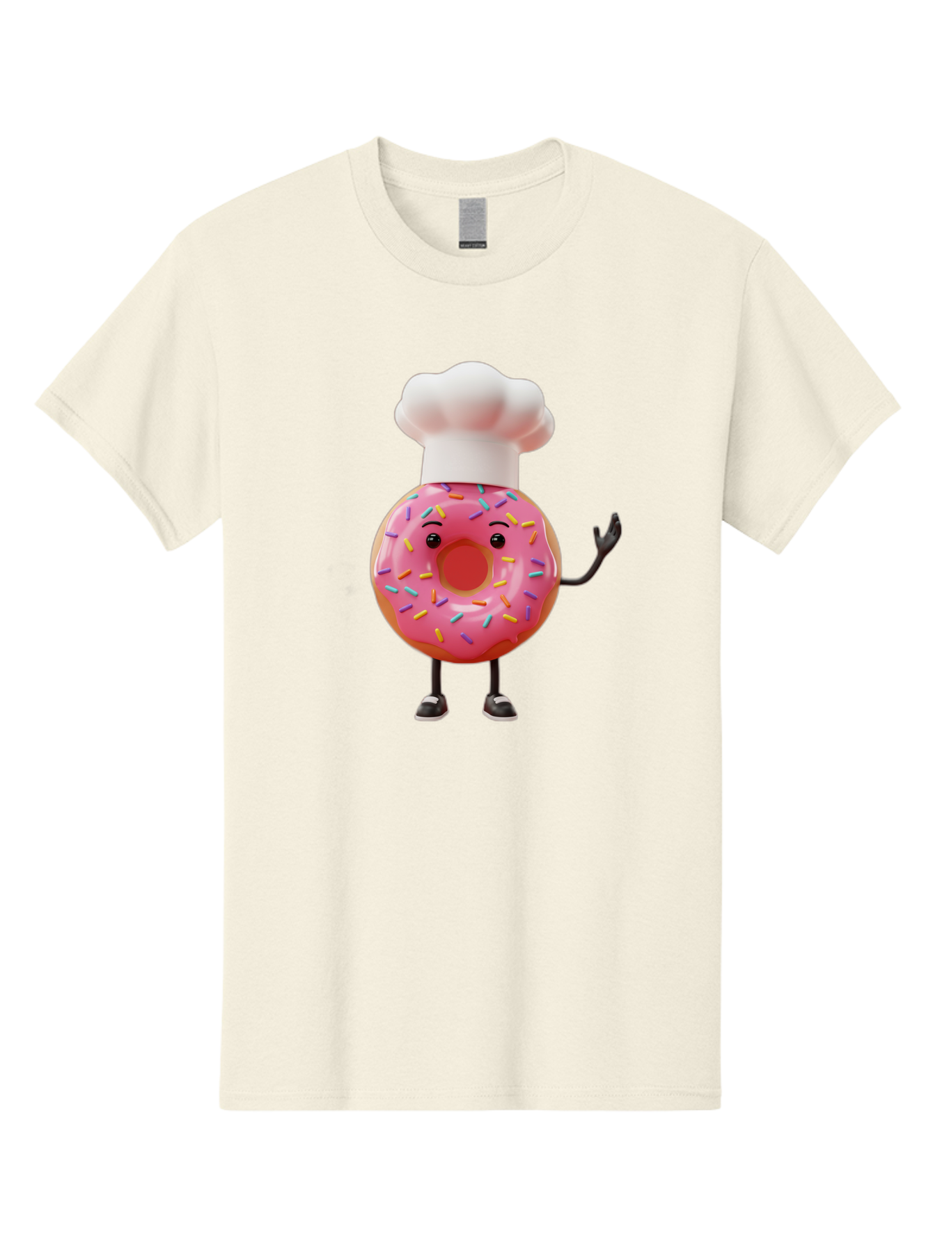 Donut-Chef Men'S Graphic Tee, 100% Cotton, Comfortable Casual Summer Wear, Machine Washable, Pink Donut With Sprinkles, Chef Hat, Cartoon Character, Sweet Treat, Bakery Illustration, 3D Rendering, Colorful Pastel, Playful Design, Baa503