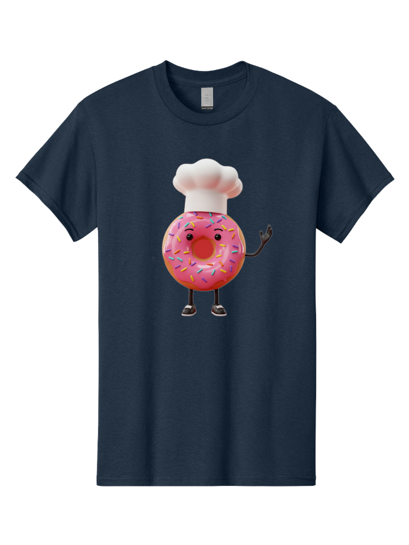 Donut-Chef Men'S Graphic Tee, 100% Cotton, Comfortable Casual Summer Wear, Machine Washable, Pink Donut With Sprinkles, Chef Hat, Cartoon Character, Sweet Treat, Bakery Illustration, 3D Rendering, Colorful Pastel, Playful Design, Baa503