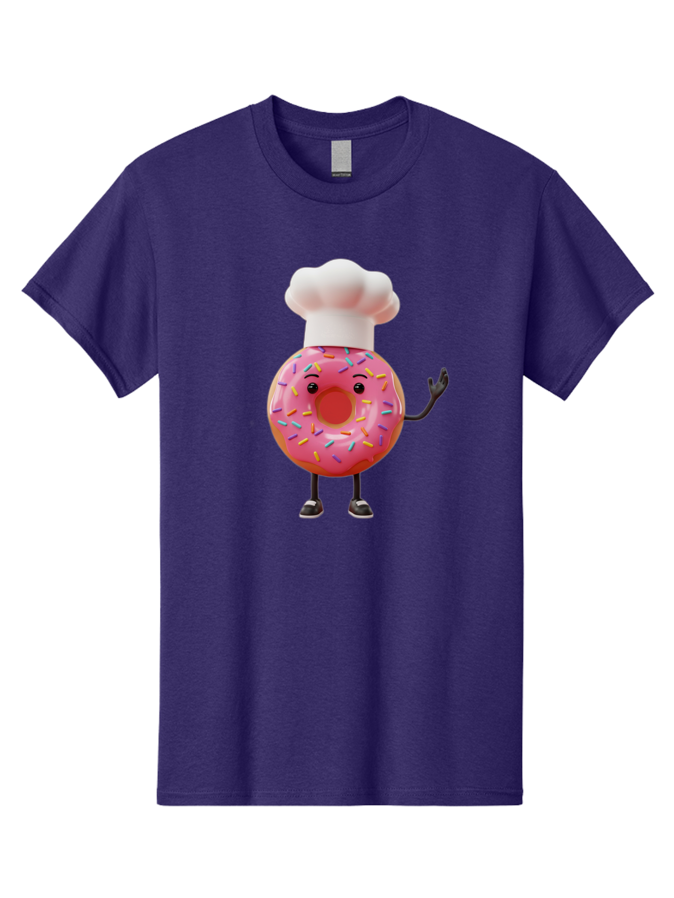 Donut-Chef Men'S Graphic Tee, 100% Cotton, Comfortable Casual Summer Wear, Machine Washable, Pink Donut With Sprinkles, Chef Hat, Cartoon Character, Sweet Treat, Bakery Illustration, 3D Rendering, Colorful Pastel, Playful Design, Baa503