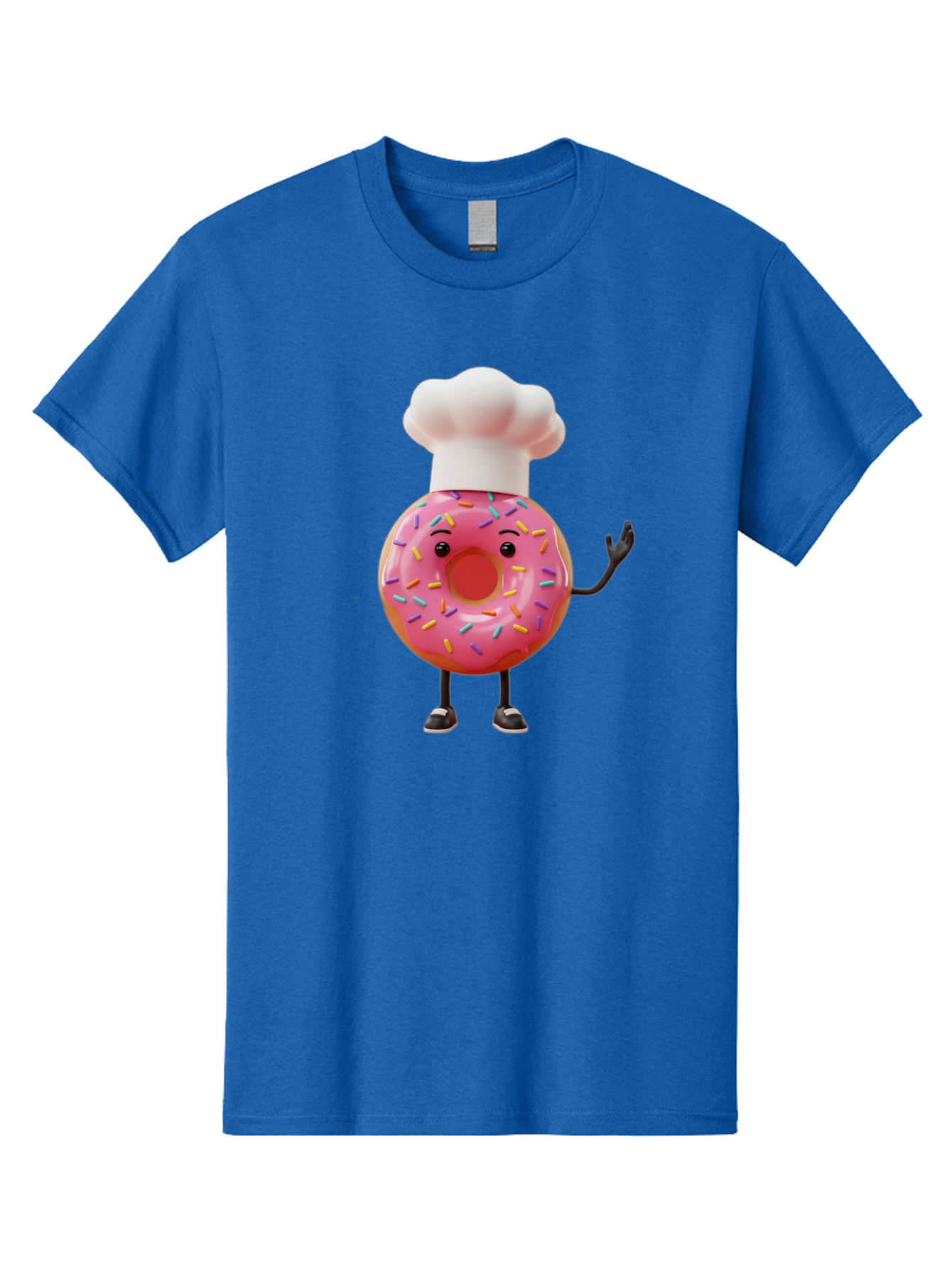 Donut-Chef Men'S Graphic Tee, 100% Cotton, Comfortable Casual Summer Wear, Machine Washable, Pink Donut With Sprinkles, Chef Hat, Cartoon Character, Sweet Treat, Bakery Illustration, 3D Rendering, Colorful Pastel, Playful Design, Baa503