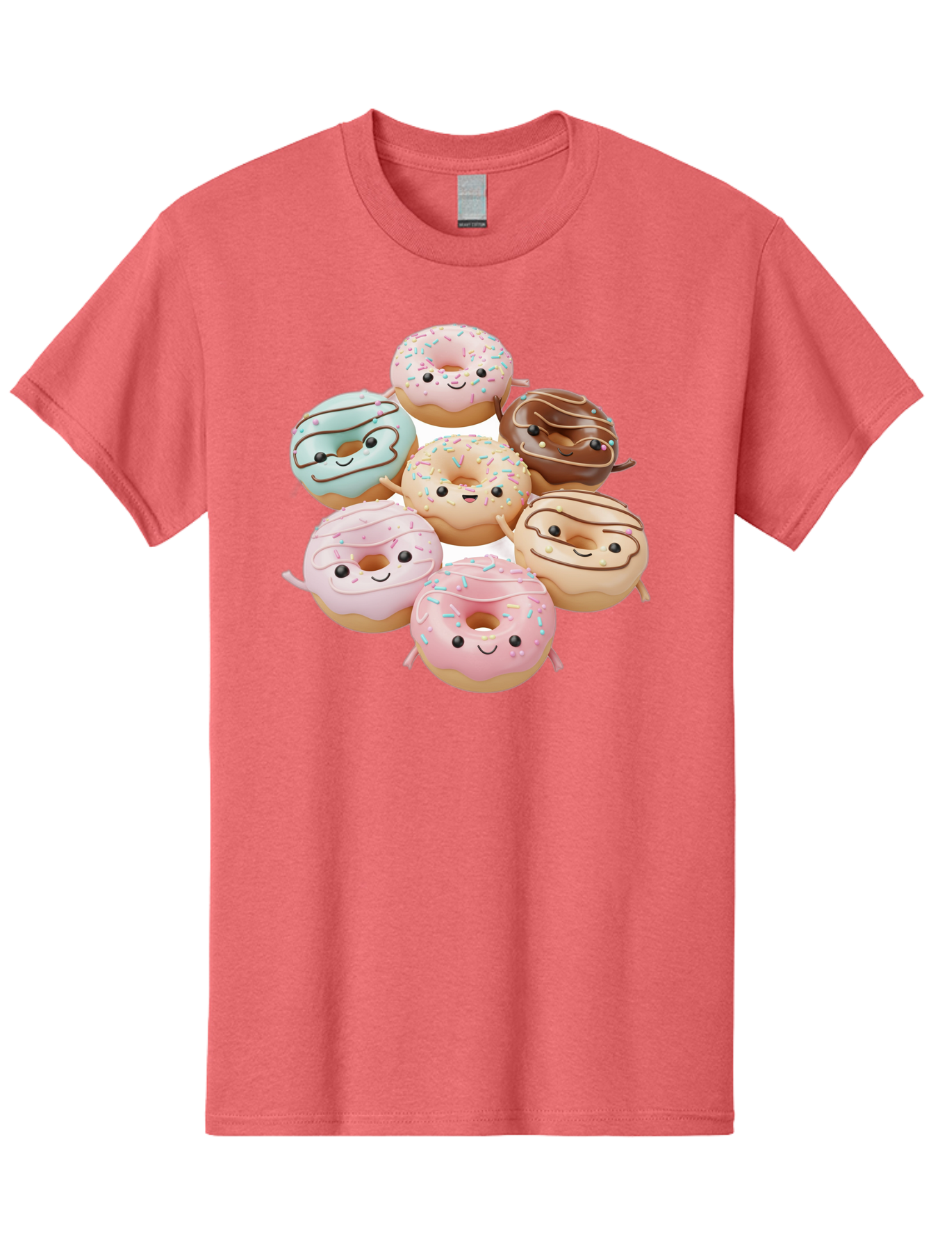 Donut-Friends Men'S Graphic Tee, 100% Cotton, Comfortable Casual Summer Wear, Machine Washable, Donuts With Faces, Adorable Donuts, Cartoon Donuts, Anthropomorphic Donuts, Plush Donuts, Donut Soft Toys, Colorful Donuts, Chocolate Donuts, Baa507