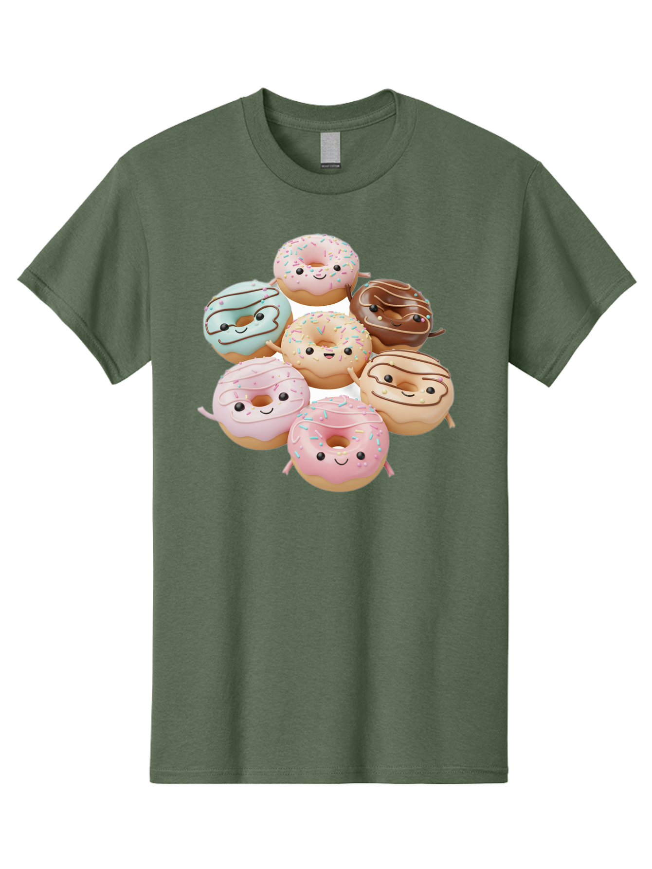 Donut-Friends Men'S Graphic Tee, 100% Cotton, Comfortable Casual Summer Wear, Machine Washable, Donuts With Faces, Adorable Donuts, Cartoon Donuts, Anthropomorphic Donuts, Plush Donuts, Donut Soft Toys, Colorful Donuts, Chocolate Donuts, Baa507