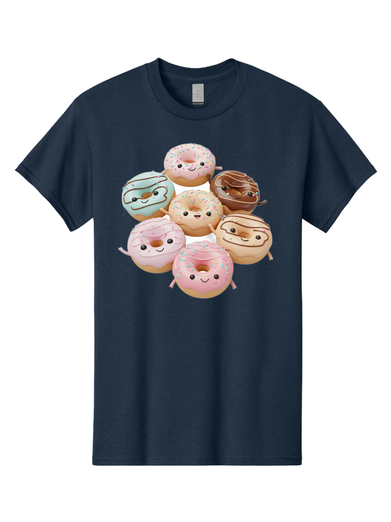 Donut-Friends Men'S Graphic Tee, 100% Cotton, Comfortable Casual Summer Wear, Machine Washable, Donuts With Faces, Adorable Donuts, Cartoon Donuts, Anthropomorphic Donuts, Plush Donuts, Donut Soft Toys, Colorful Donuts, Chocolate Donuts, Baa507