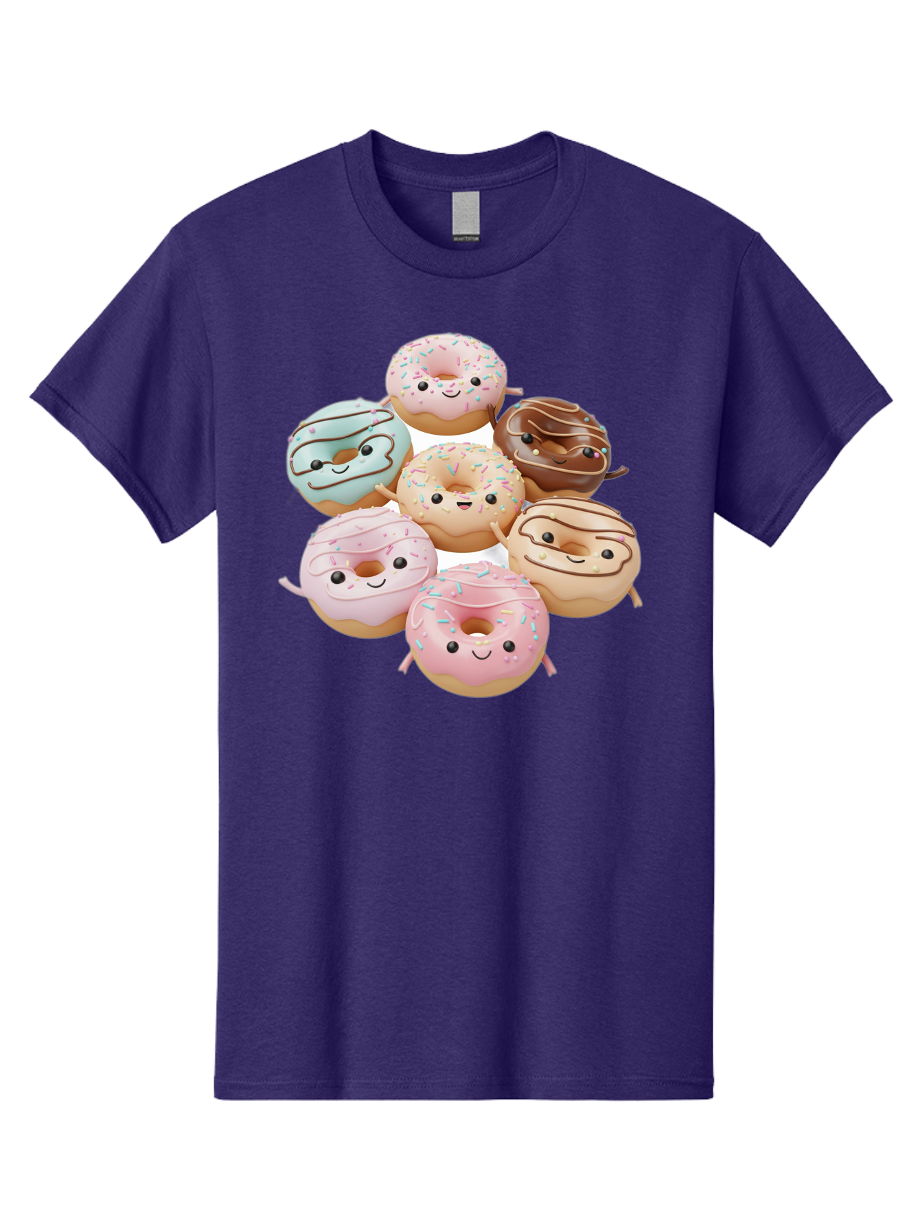 Donut-Friends Men'S Graphic Tee, 100% Cotton, Comfortable Casual Summer Wear, Machine Washable, Donuts With Faces, Adorable Donuts, Cartoon Donuts, Anthropomorphic Donuts, Plush Donuts, Donut Soft Toys, Colorful Donuts, Chocolate Donuts, Baa507