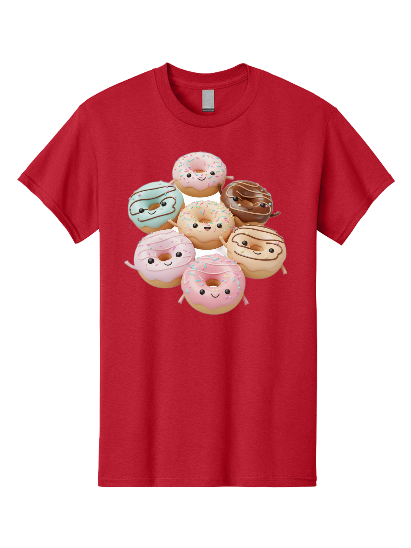 Donut-Friends Men'S Graphic Tee, 100% Cotton, Comfortable Casual Summer Wear, Machine Washable, Donuts With Faces, Adorable Donuts, Cartoon Donuts, Anthropomorphic Donuts, Plush Donuts, Donut Soft Toys, Colorful Donuts, Chocolate Donuts, Baa507