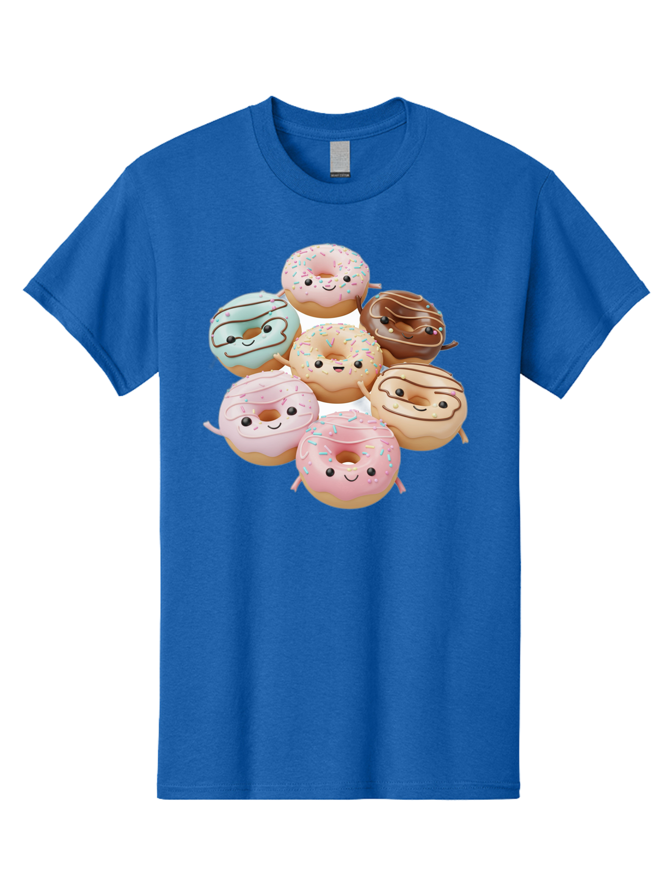 Donut-Friends Men'S Graphic Tee, 100% Cotton, Comfortable Casual Summer Wear, Machine Washable, Donuts With Faces, Adorable Donuts, Cartoon Donuts, Anthropomorphic Donuts, Plush Donuts, Donut Soft Toys, Colorful Donuts, Chocolate Donuts, Baa507